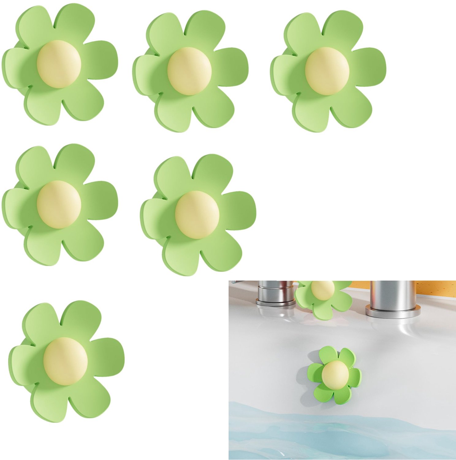 Groene Flower Cover voor Wasbak en Badkuip