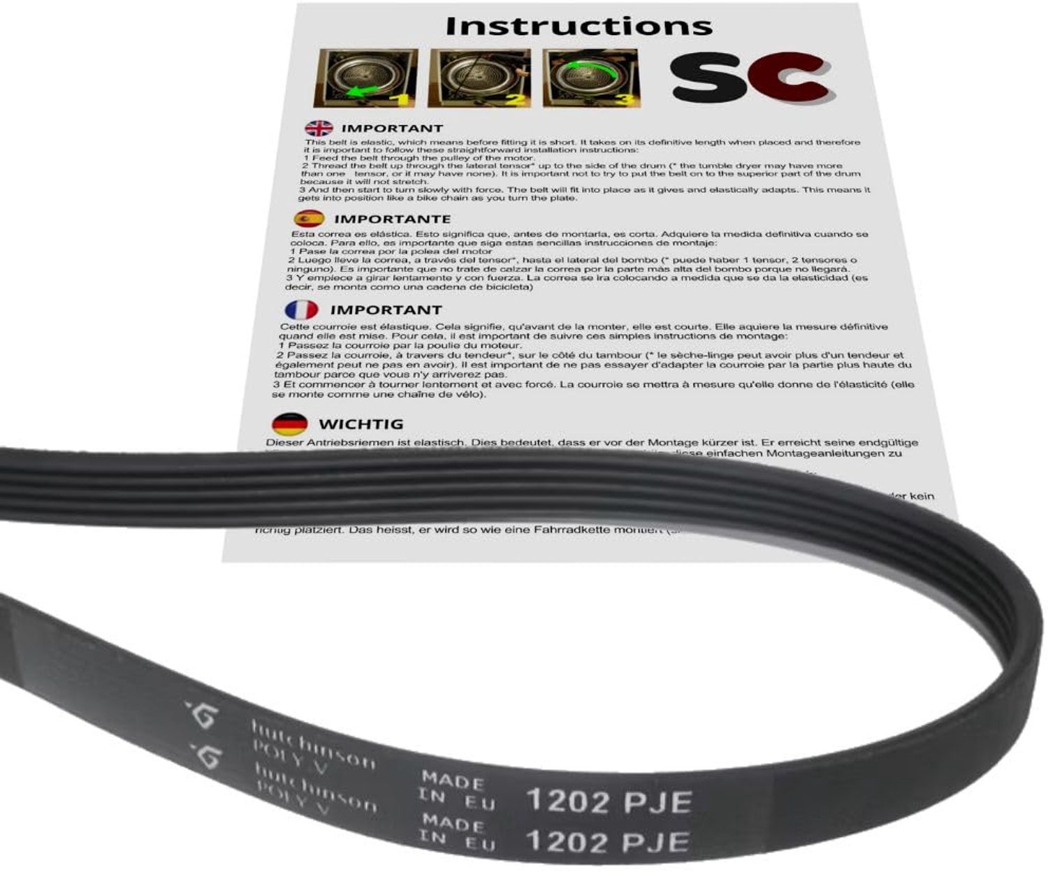 Aandrijfriem voor wasmachine - Type J - 1203 mm
