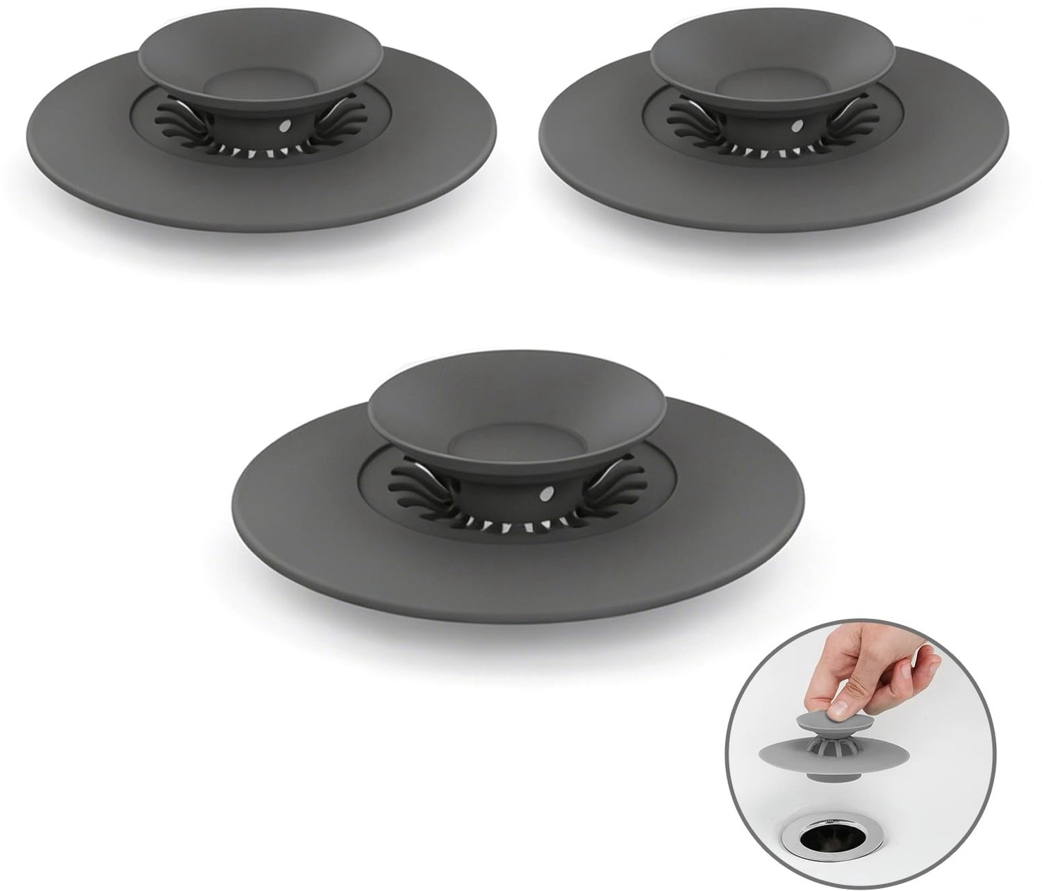 Set van 3 Universele Badfilterstoppers voor Afvoerbescherming