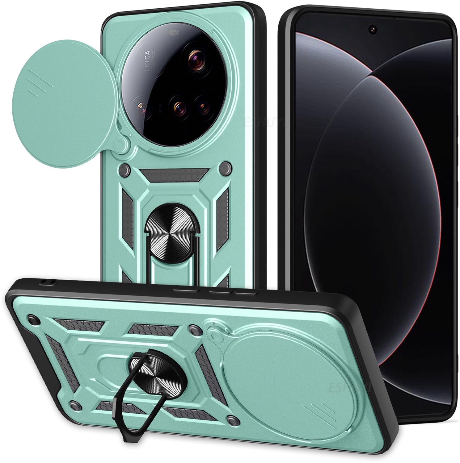 Hoes voor Xiaomi 17 Ultra - Schokbestendig met Uitschuifbare Kickstand - Groen