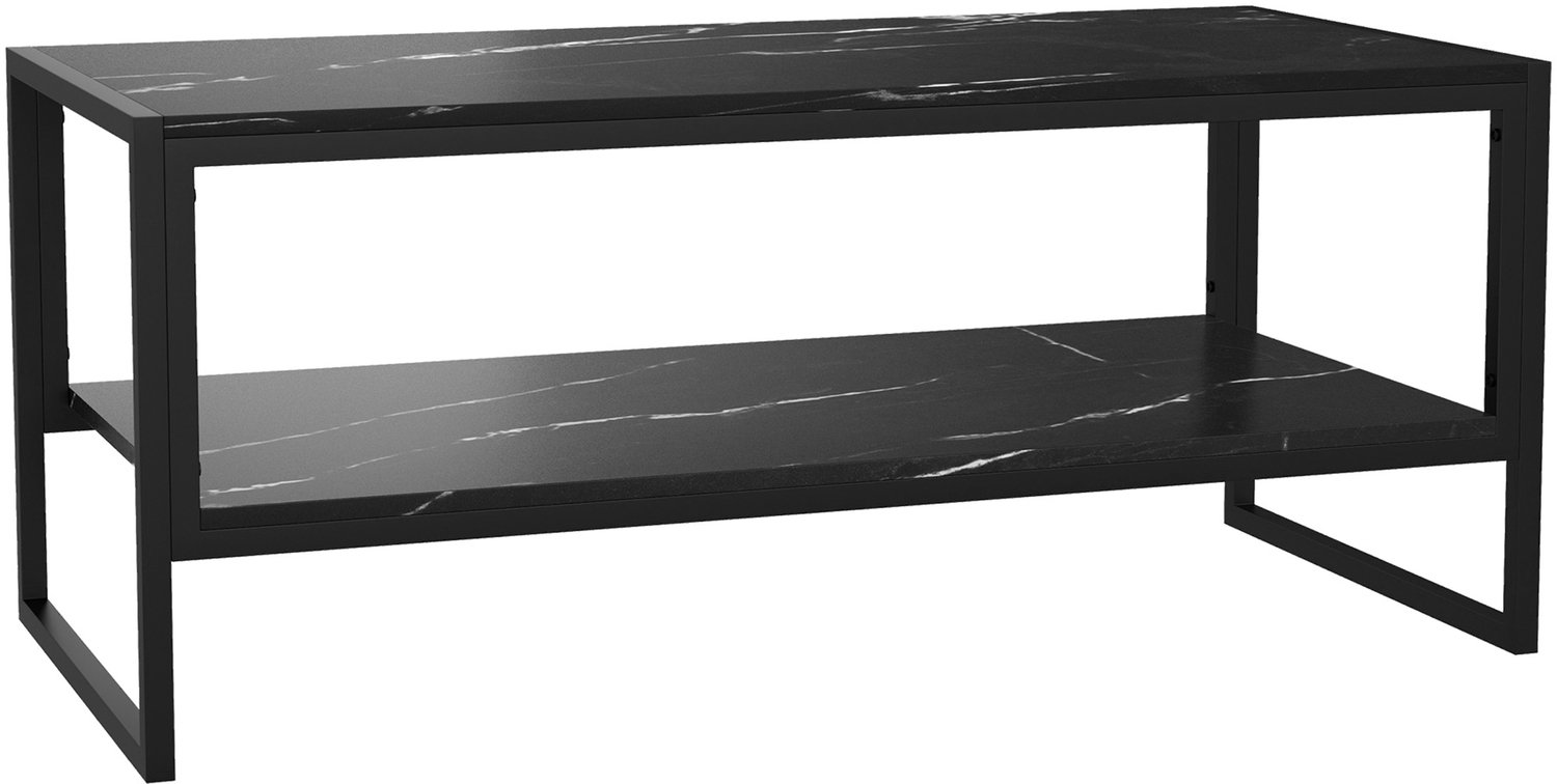 Lunpog Moderne salontafel met 2 planken - 106 x 50 x 47 cm - zwart