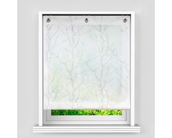 Heichkell Voile Romeinse Gordijn met Haken, 140 x 80 cm, Wit