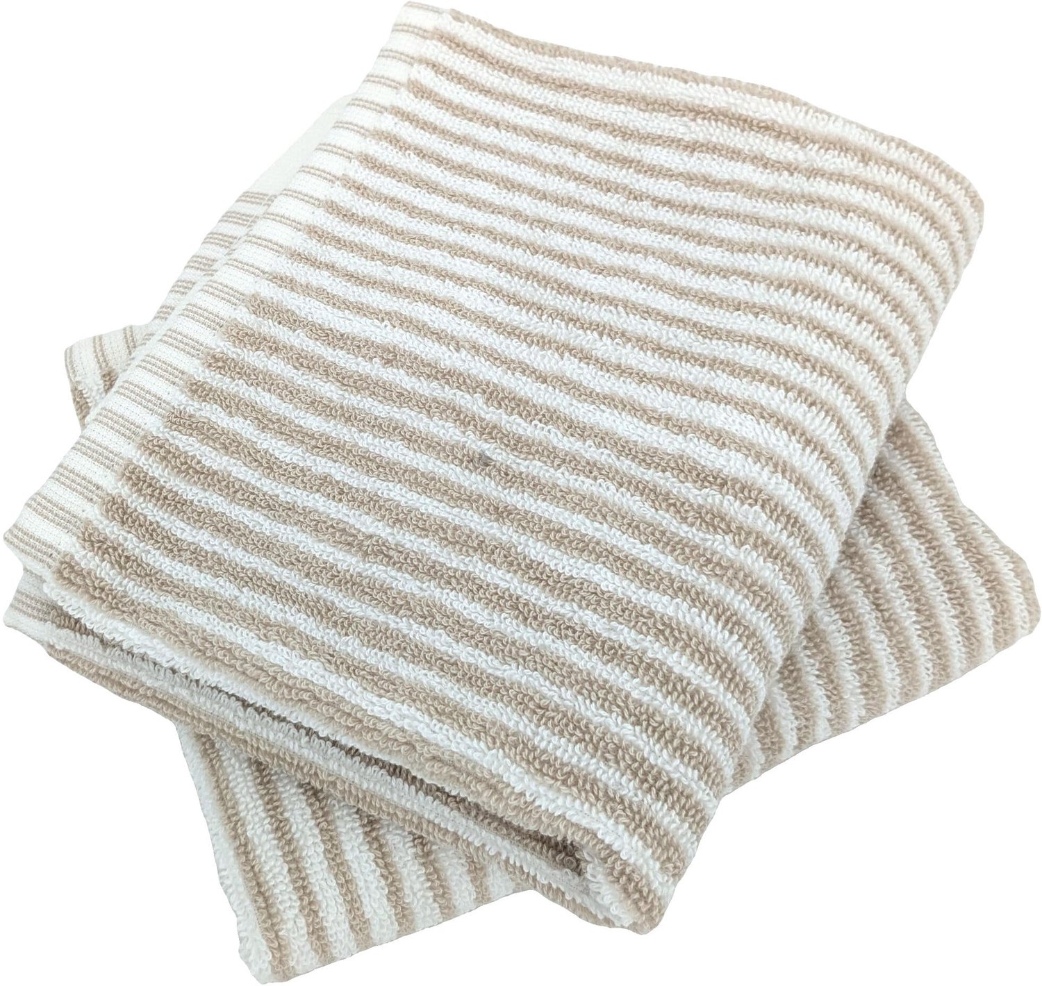 Set van 2 Gastendoekjes 33 x 50 cm Puur Katoen Beige Gestreept