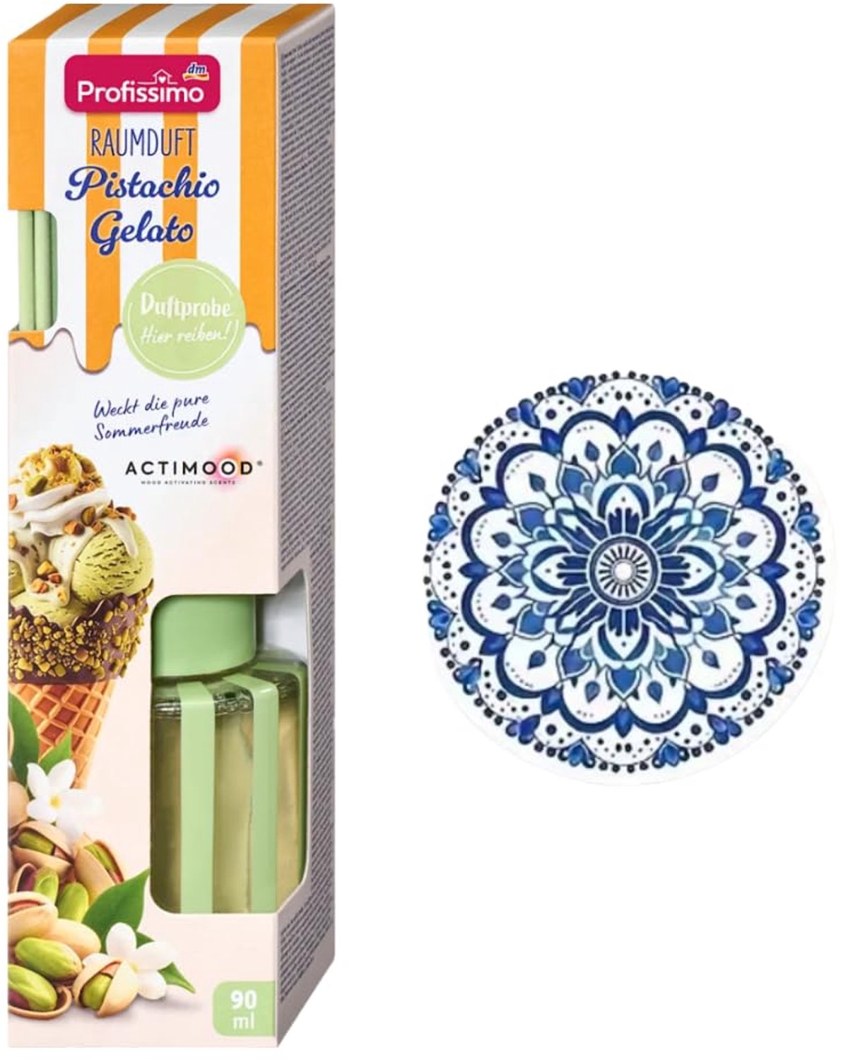Pistachio Gelato Geurset met Geurstokjes en Onderzetter