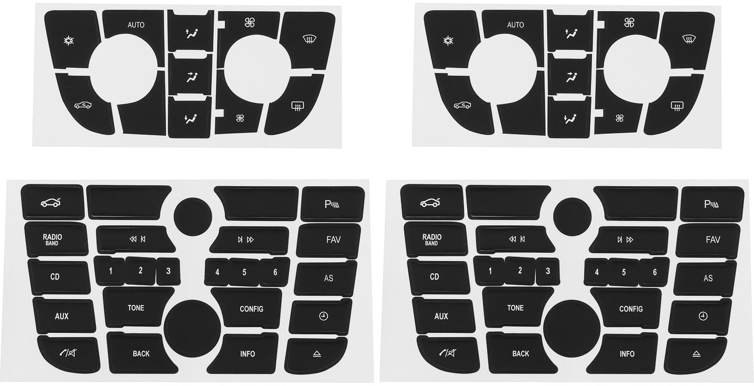 Radioknop Stickers - 2 Sets - Compatibel met Opel Astra J - Vinyl - Zwart - Reparatie voor Versleten Knoppen - Knopstickers