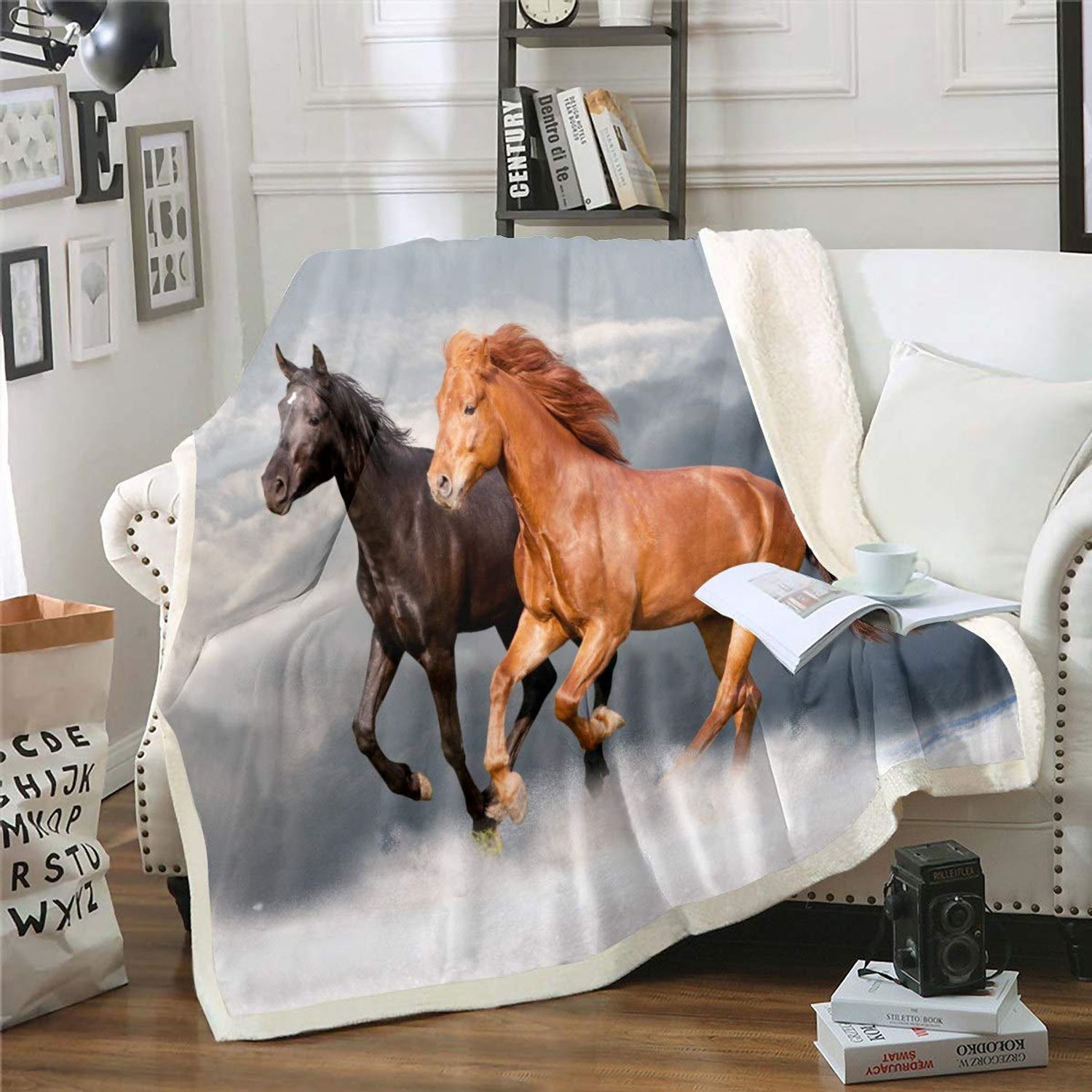3D Paard Dekentje voor Kinderen met Fluffy Voering