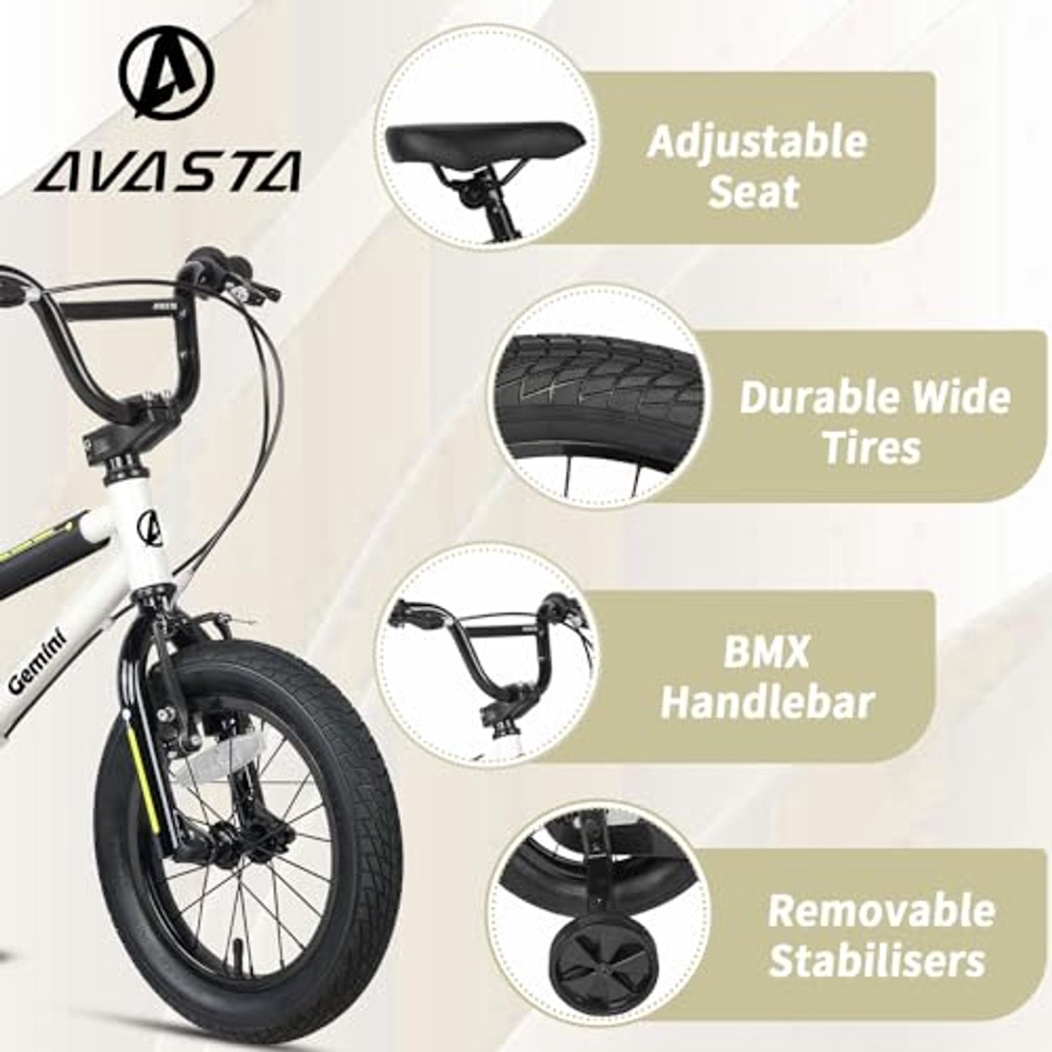 BMX Stijl Kinderfiets met Steunwielen voor 1-10 Jaar