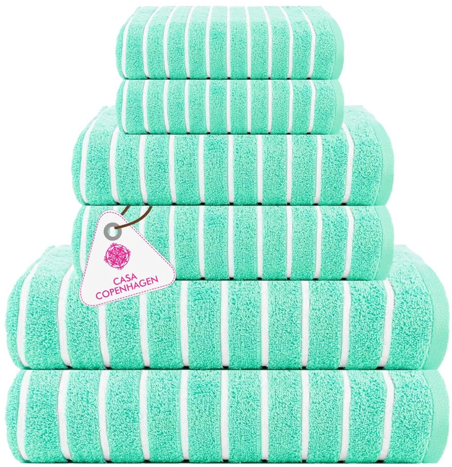 6-delige Handdoeken Set - Zacht Egyptisch Katoen - Aqua Blauw