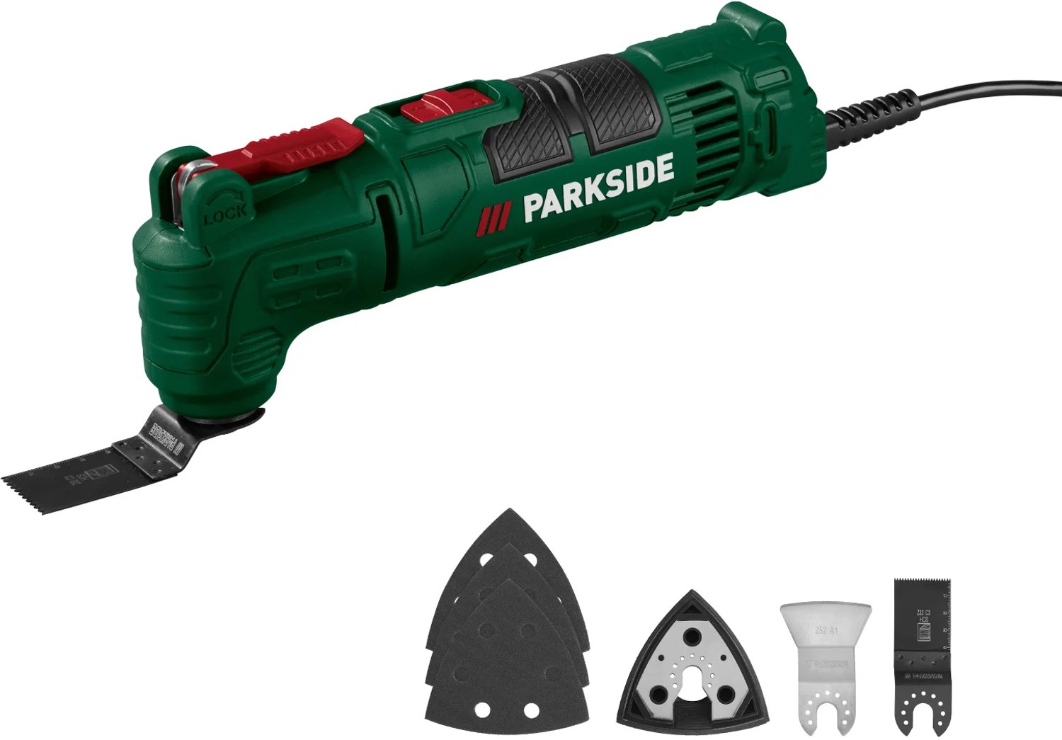 PARKSIDE® Multitool 250 W - Veelzijdige multitool voor zagen, snijden, schrapen en schuren - Toerental: 22.000 tpm - Veelzijdige oscillatietechniek voor elke klus - Gereedschapsloze accessoirewissel via Quick-Lock - Ergonomische greep met antislip