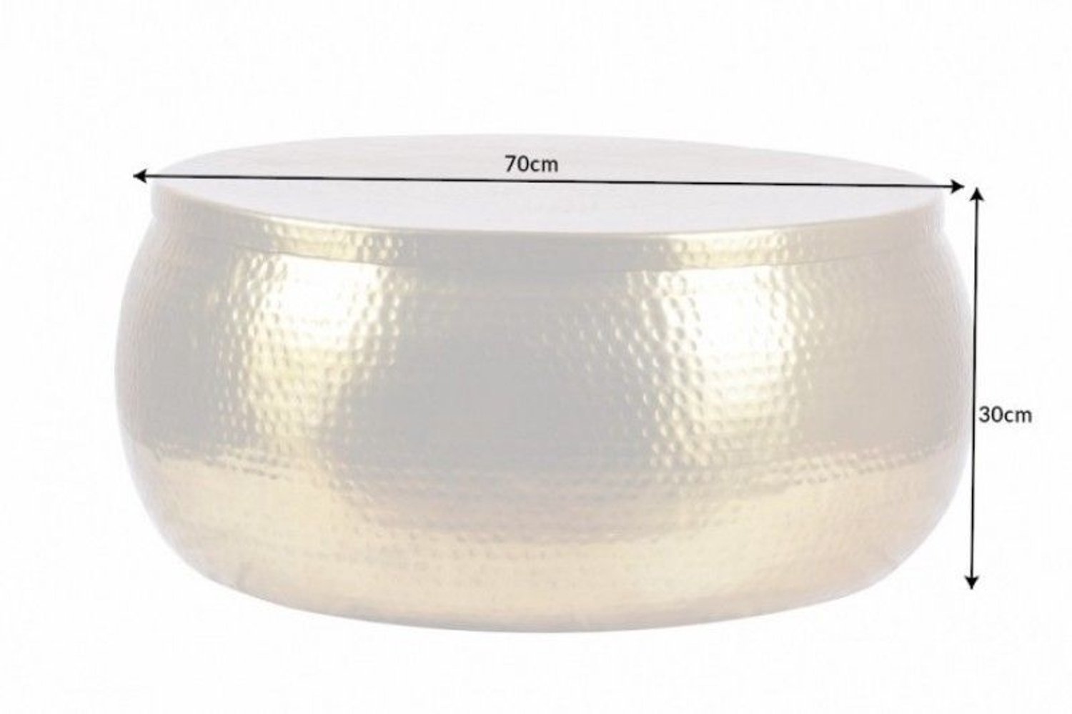 Invicta Interior Ronde salontafel ORIENT STORAGE 70cm goud metaal met opbergruimte gehamerd ontwerp handgemaakt - 40231 Zie omschrijving