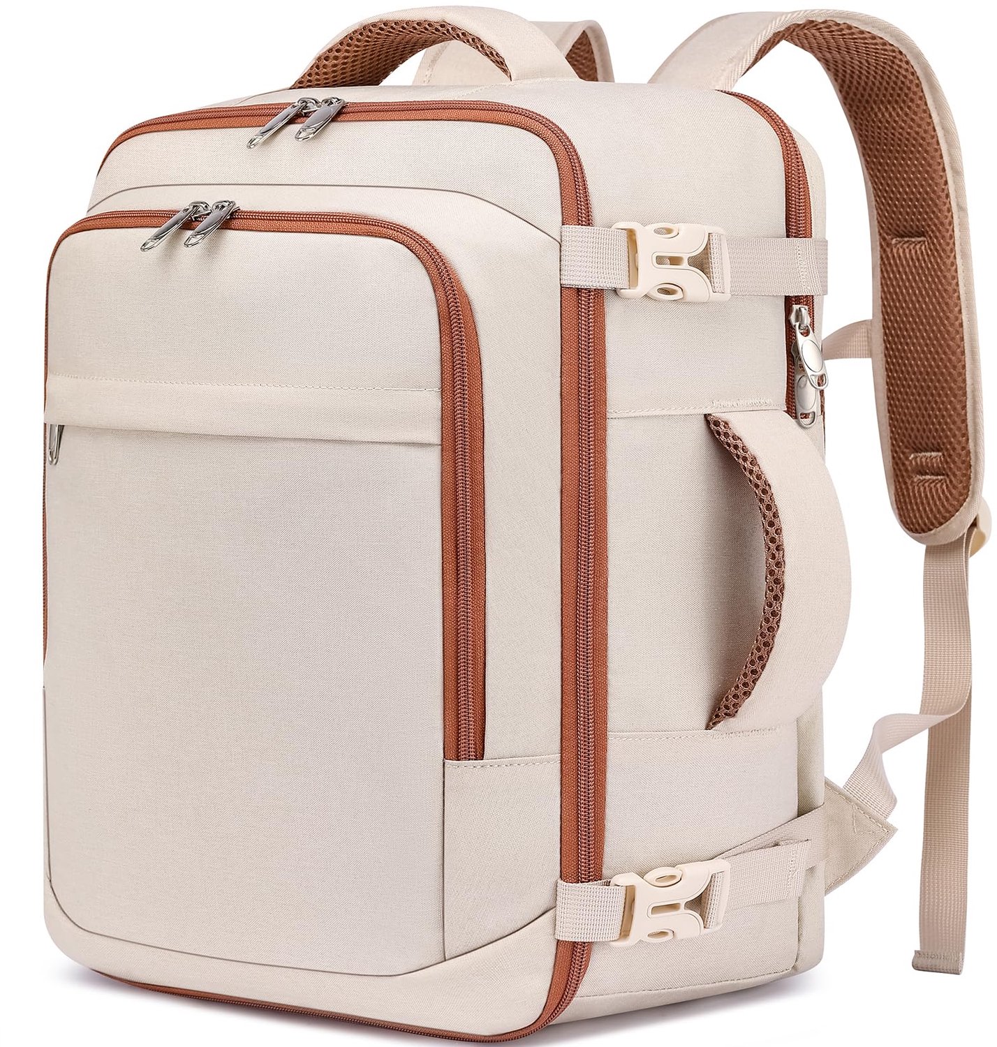 Reisrugzak 40x30x20 - Handbagage 24L - Vliegtuigtas voor 15,6 Inch Laptop - Voor Ryanair/WizzAir/Eurowings - Beige - Cabineformaat