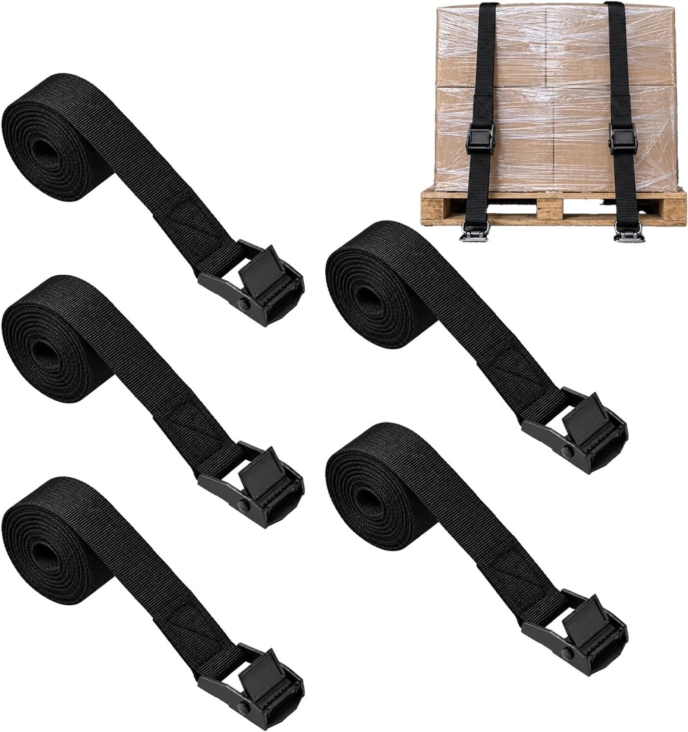 5 stuks sjorbanden 2 m x 20 mm polyester gesp van zinklegering, maximale belasting 250 kg, slijtvast, weerbestendig, uv-bestendig, voor auto, motorfiets en camping