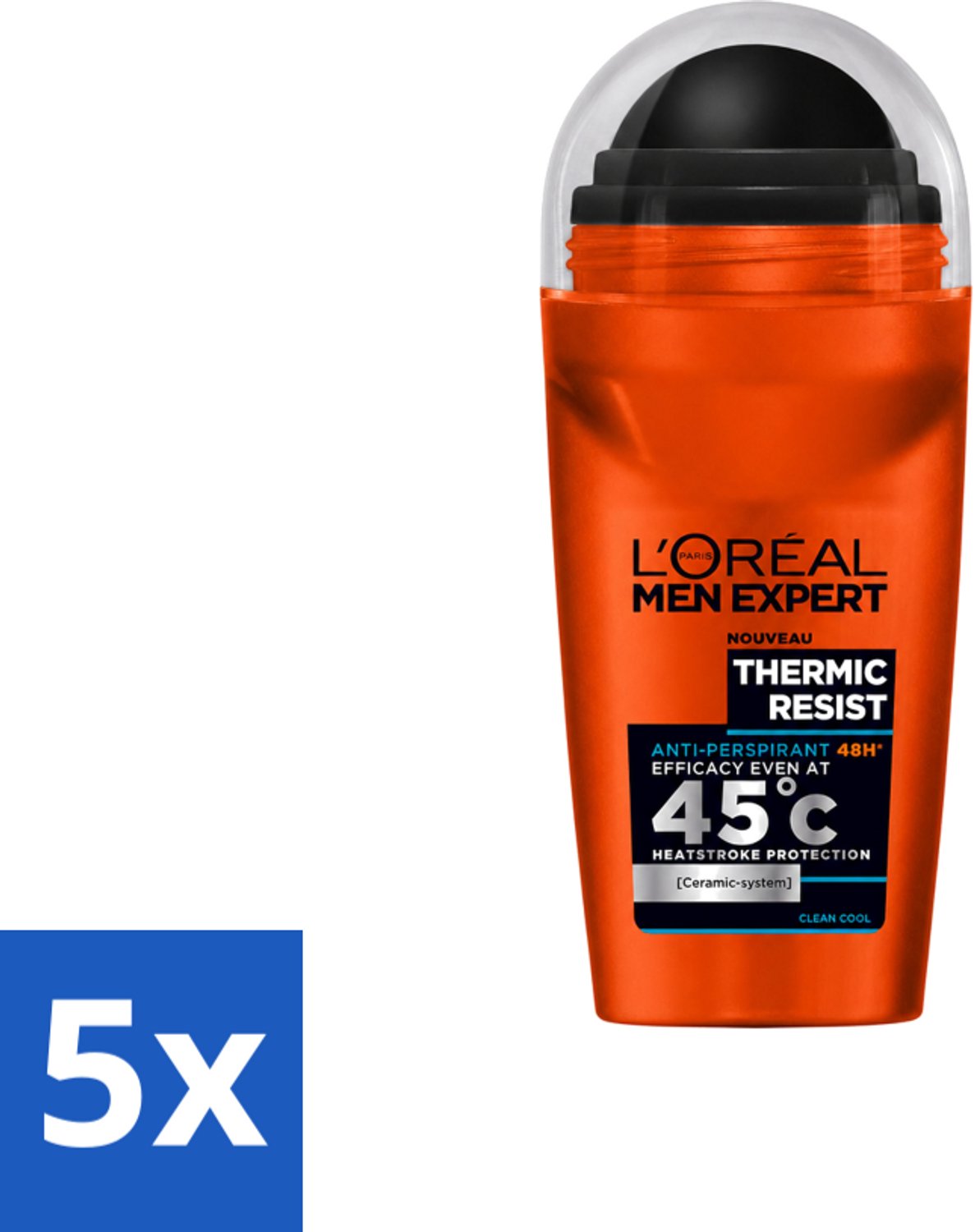 5 x L'Oréal Paris Men Expert Thermic Resist - Deodorant - 50ml - Deodorant Roller - Voordeelverpakking - 5 stuks