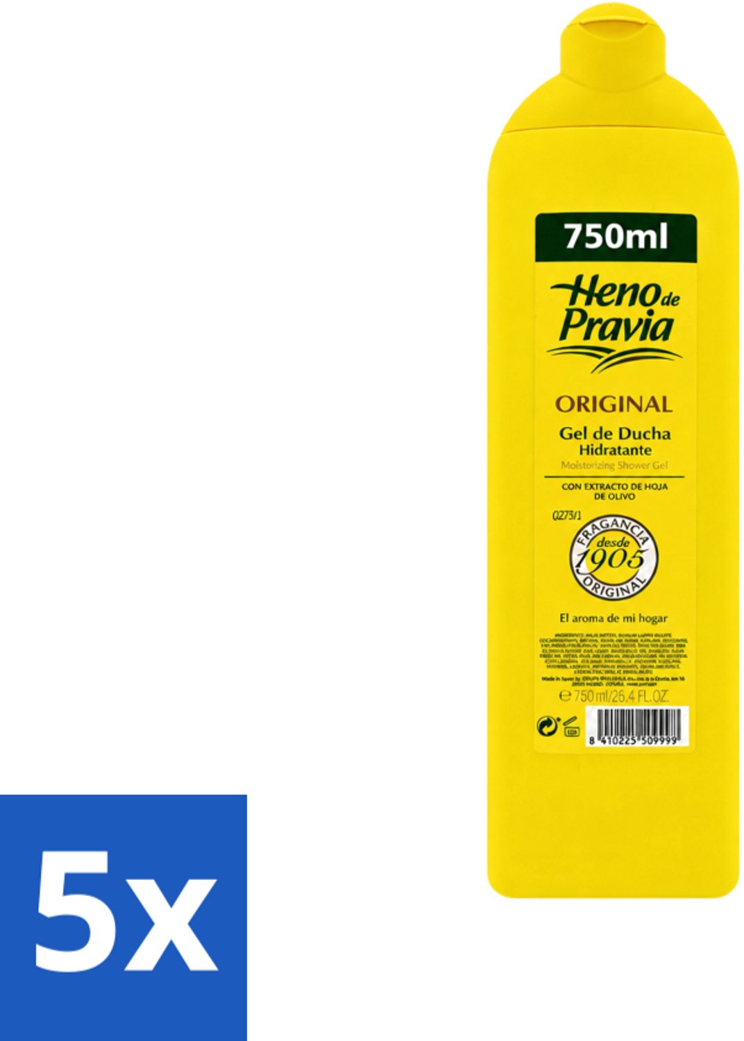 5 x Heno De Pravia - Douchegel - Original Geur - 750 ml - Voordeelverpakking - 5 stuks