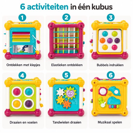 Activiteiten Kubus 6-in-1 - Baby Speelgoed vanaf 6 Maanden - Sensorisch Speelgoed - Speelgoed 1 Jaar van Goodway — afbeelding 5