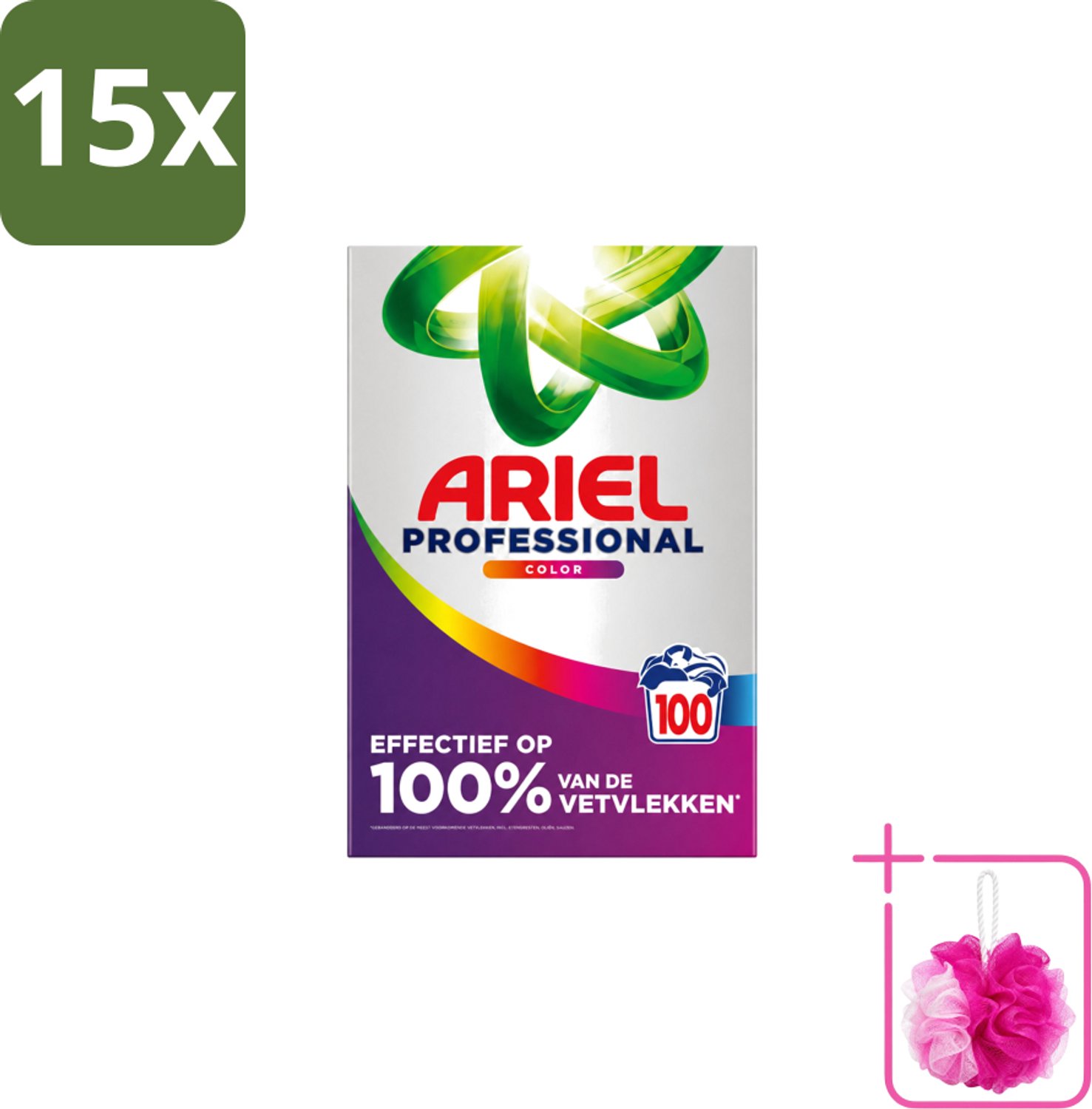 15 x Ariel – Waspoeder – Professional Color – 100 wasbeurten - 5,5 kg - Bulkverpakking - Waspoeder kleur - Douchemop - Waspoeder voor gekleurde was