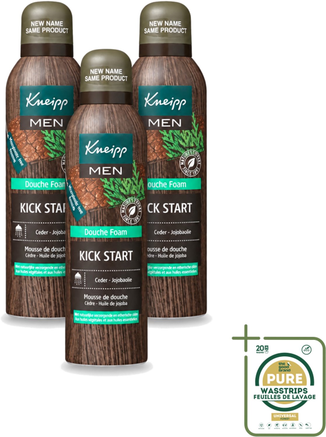 3 x Kneipp - Douchefoam - Ceder & Jojobaolie - Verzorgend - Vegan - 200 ml - Wasstrips - Douchefoam - Ceder - Jojobaolie - Vegan - Natuurlijke Douchefoam