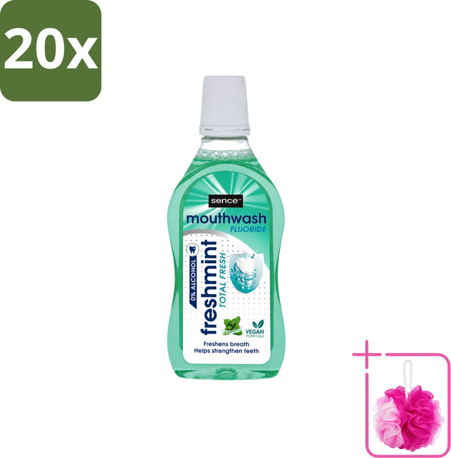 20 x Sence - Fresh Freshmint - Mondwater - Fris & Muntig - 500 ml - Bulkverpakking - Mondwater - Douchemop - Mondverzorging