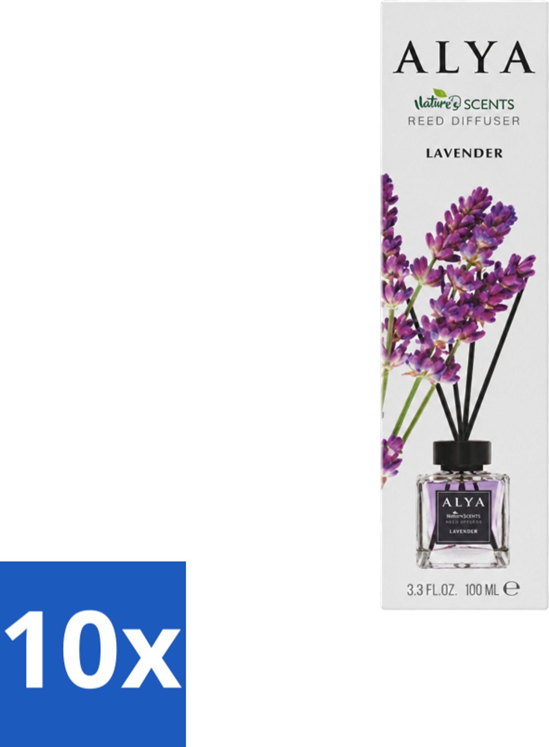 10 x Alya – Reed Diffuser – Lavender – Interieurparfum - Voordeelverpakking - 10 stuks