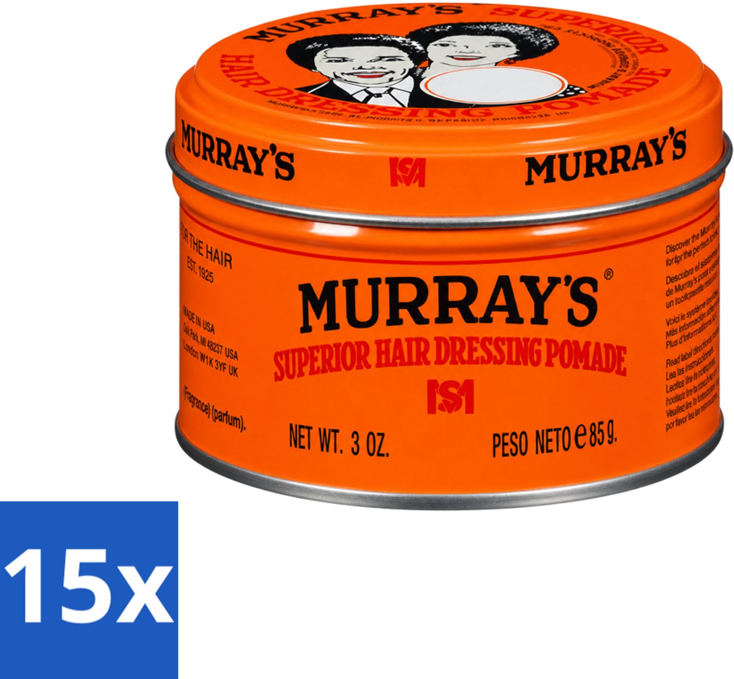 15 x Murray’s – Pomade – Original – 85 g - Voordeelverpakking - 15 stuks