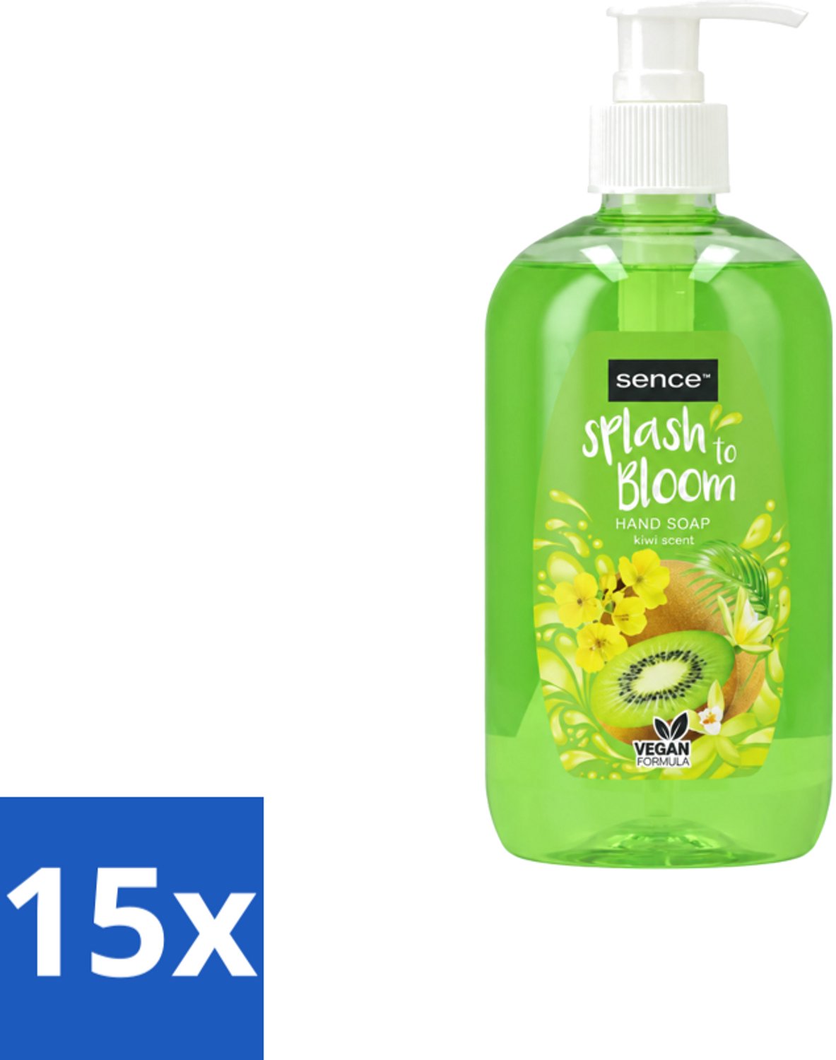 15 x Sence – Handzeep – Splash To Bloom Kiwi – 500 ml - Voordeelverpakking - 15 stuks