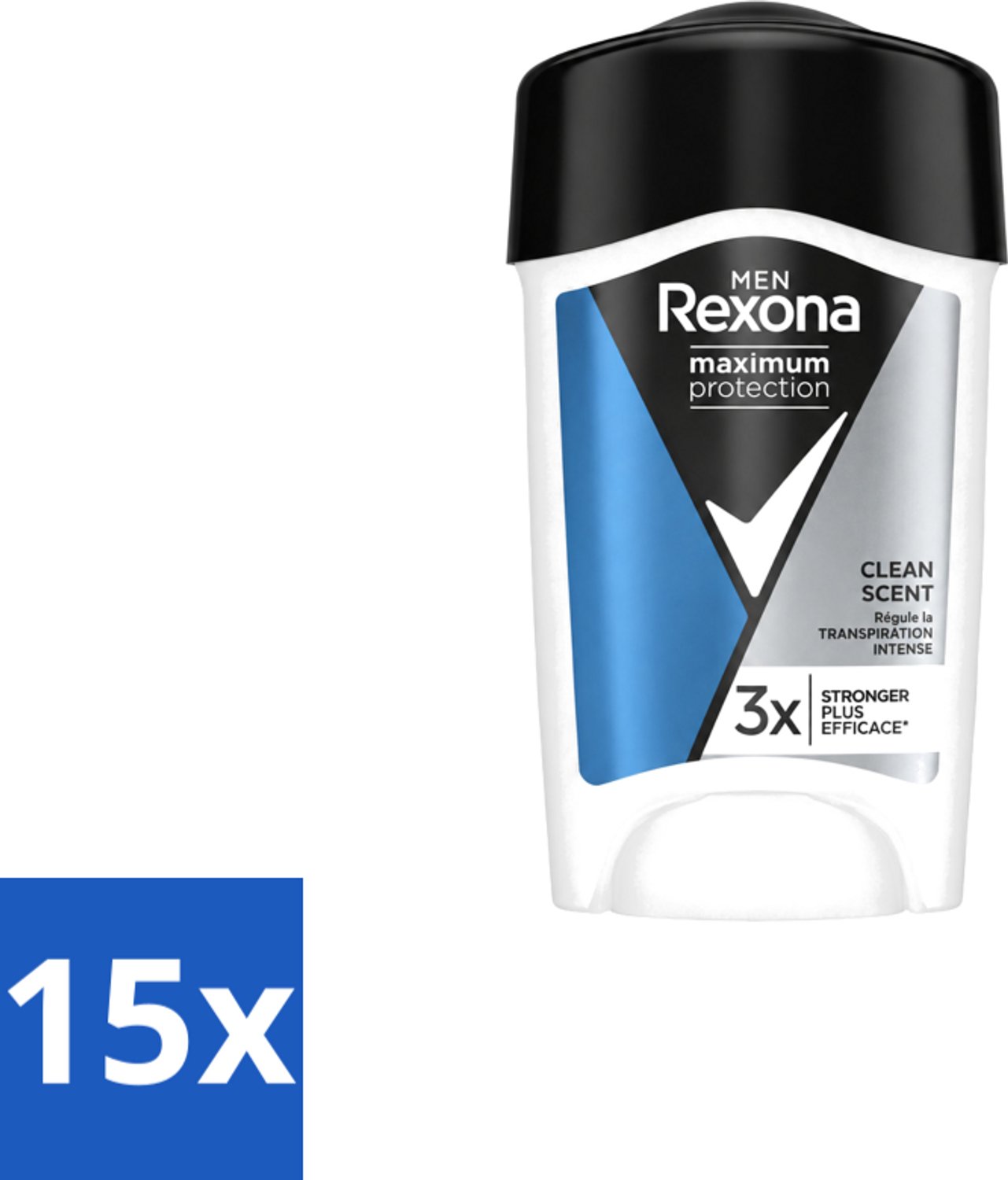15 x Rexona Men – Anti-Transpirant Stick – Maximum Protection Clean Scent – 45 ml - Voordeelverpakking - 15 stuks
