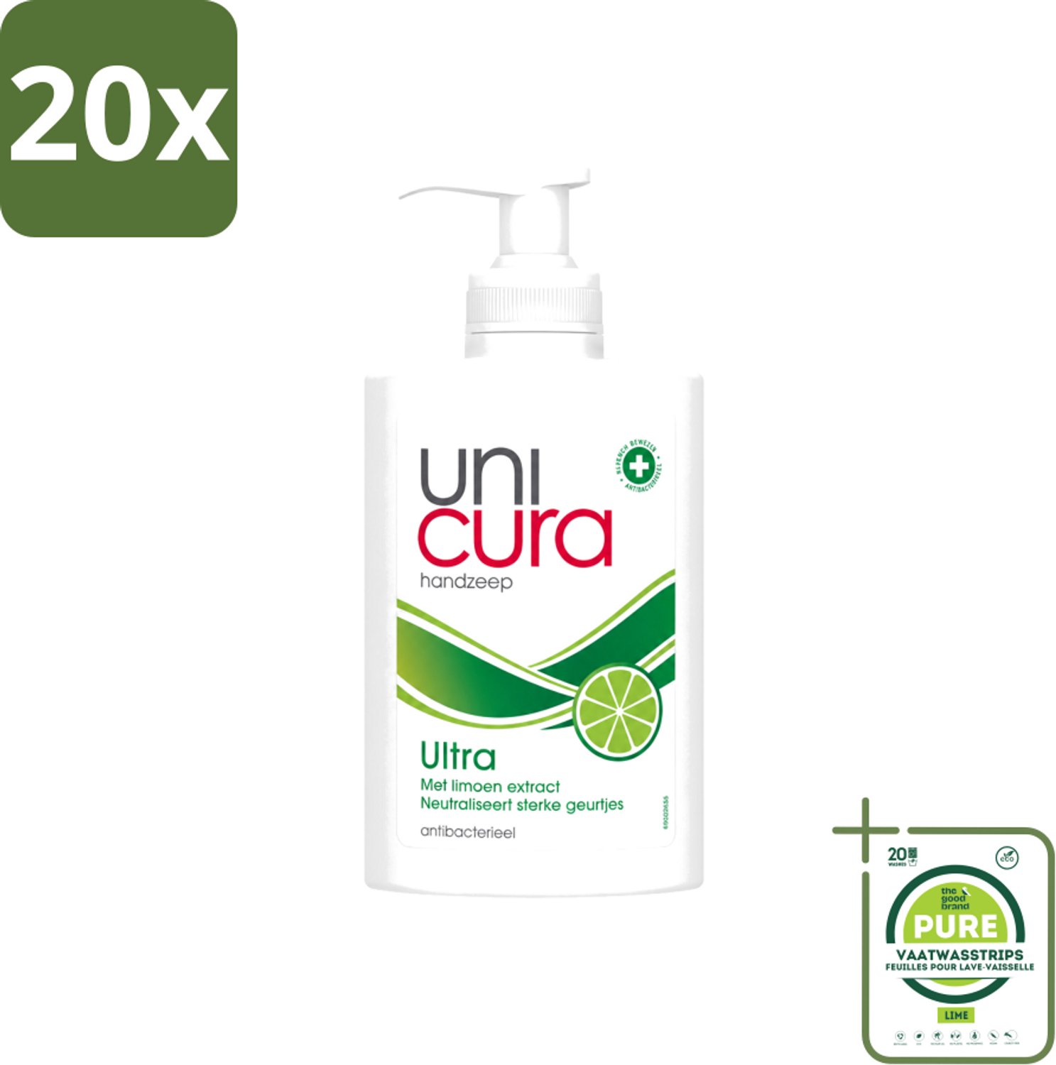 20 x Unicura - Vloeibare Zeep Ultra - Verzorgend - 250 ml Pomp - Grootverpakking - Vaatwasstrips - Handzeep - Antibacteriële Handzeep - Hygiëne - Handverzorging - Natuurlijke Handzeep