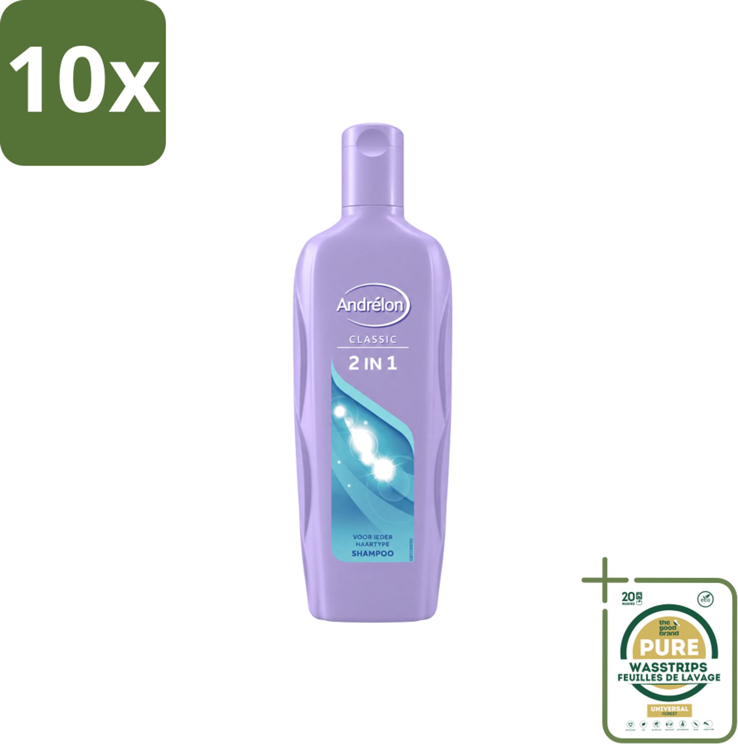 10 x Andrélon – Shampoo – 2-in-1 – 450 ml - Wasstrips - Shampoo 2-in-1 - Haarverzorging - Reinigen En Verzorgen - Zacht Haar - Soepel Haar