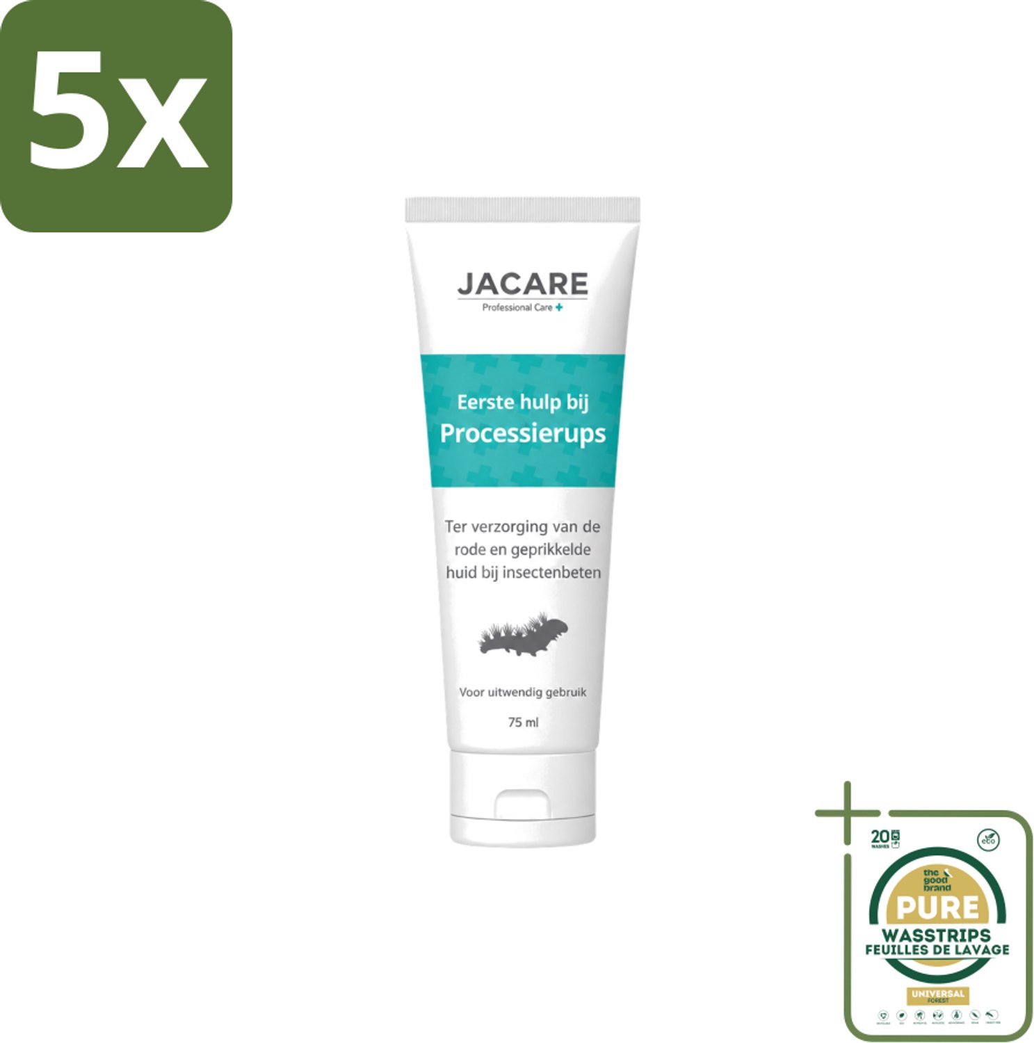 5 x Jacare – Gel – Processierups – 75 ml - Wasstrips - Processierups Gel - Jeuk Verlichting - Huidverzachting - Insectenbeten - Kwallenbeten