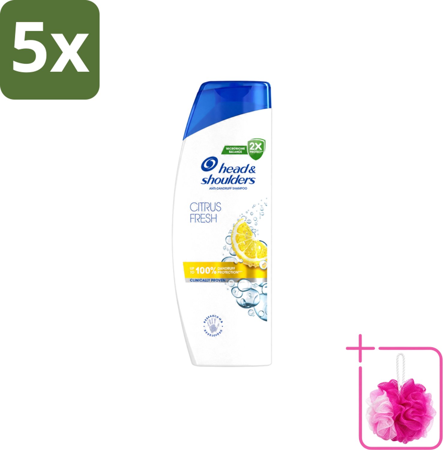 5 x Head & Shoulders - Shampoo - Citrus Fresh - 250ml - Bulkverpakking - Citrus Fresh Shampoo - Douchemop - Anti-roos shampoo