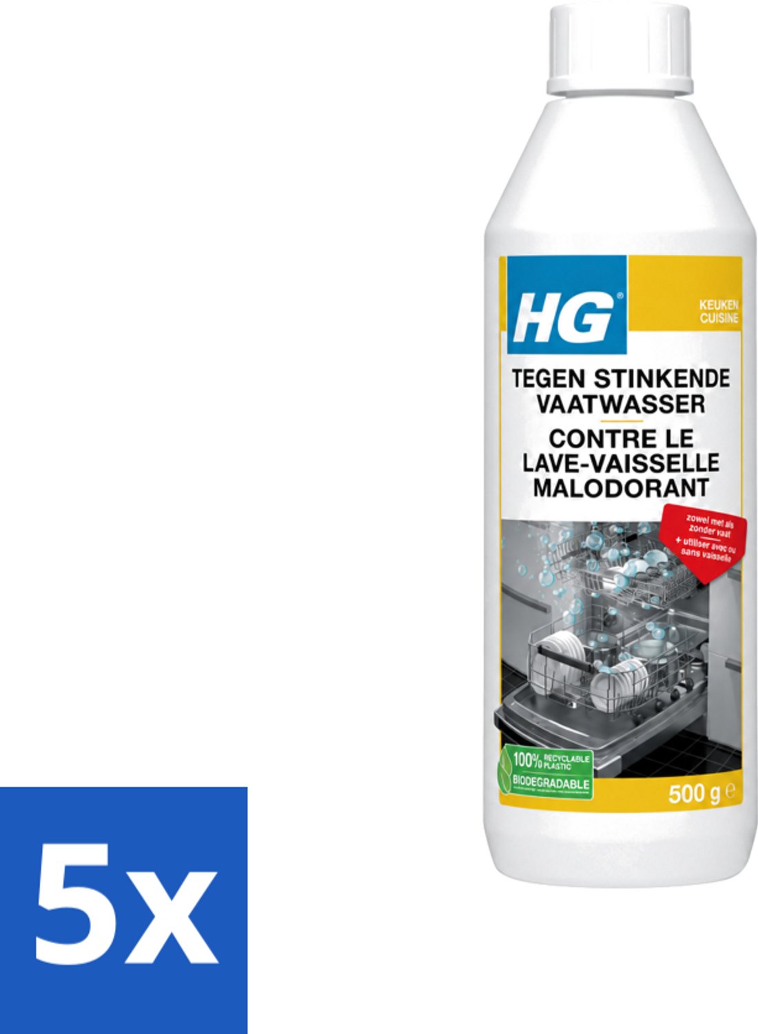 5 x HG - Tegen Stinkende Vaatwasser - Met & Zonder Vaat - 12 Behandelingen - Voordeelverpakking - 5 stuks