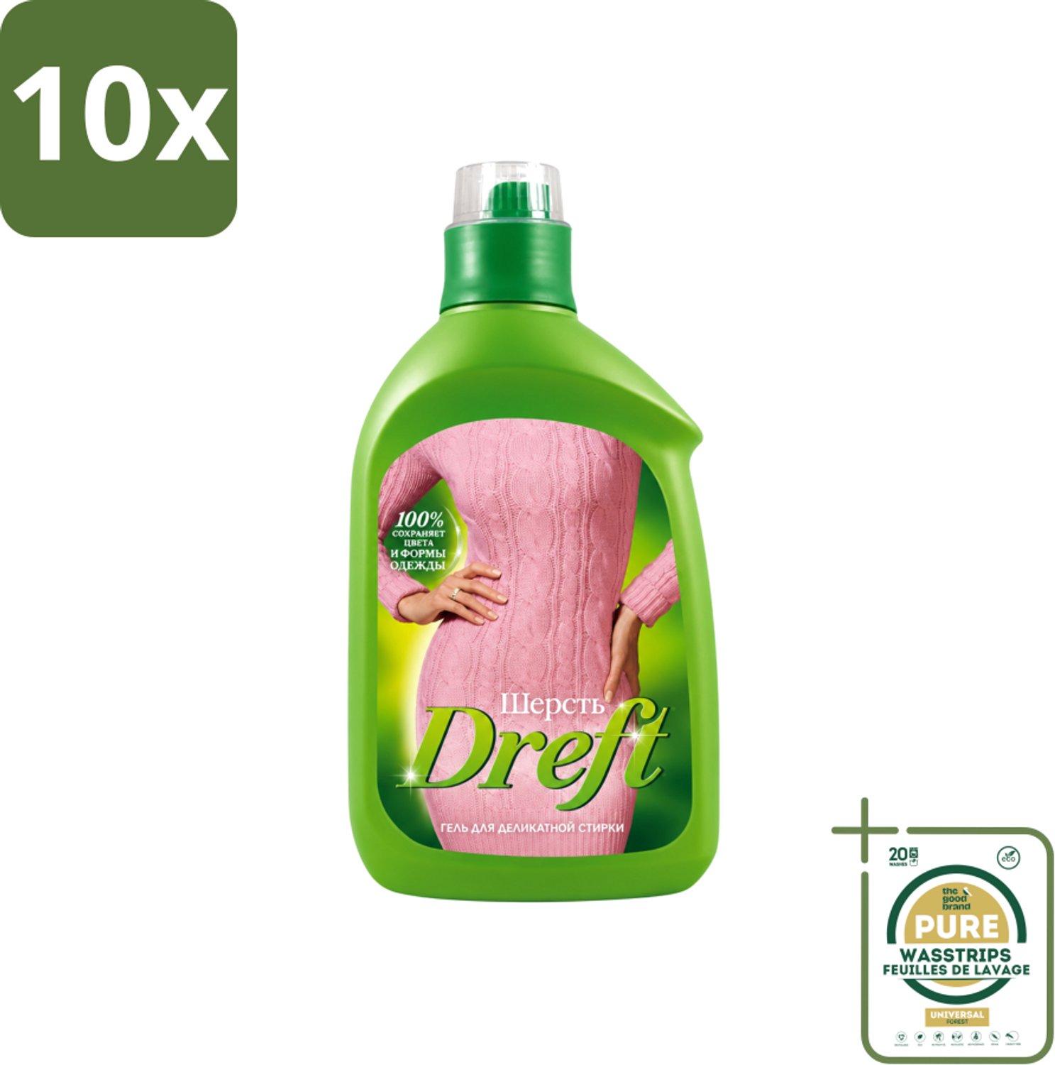 10 x Dreft - Vloeibaar Wasmiddel - Witte en Gekleurde Was - Voor Wol - 800 ml - Wasstrips - Wasmiddel Voor Wol - Zachte Was - Was Voor Gevoelige Stoffen - Wasmiddel Voor Witte En Gekleurde Kleding - Wasmiddel Voor Wol En Zijde