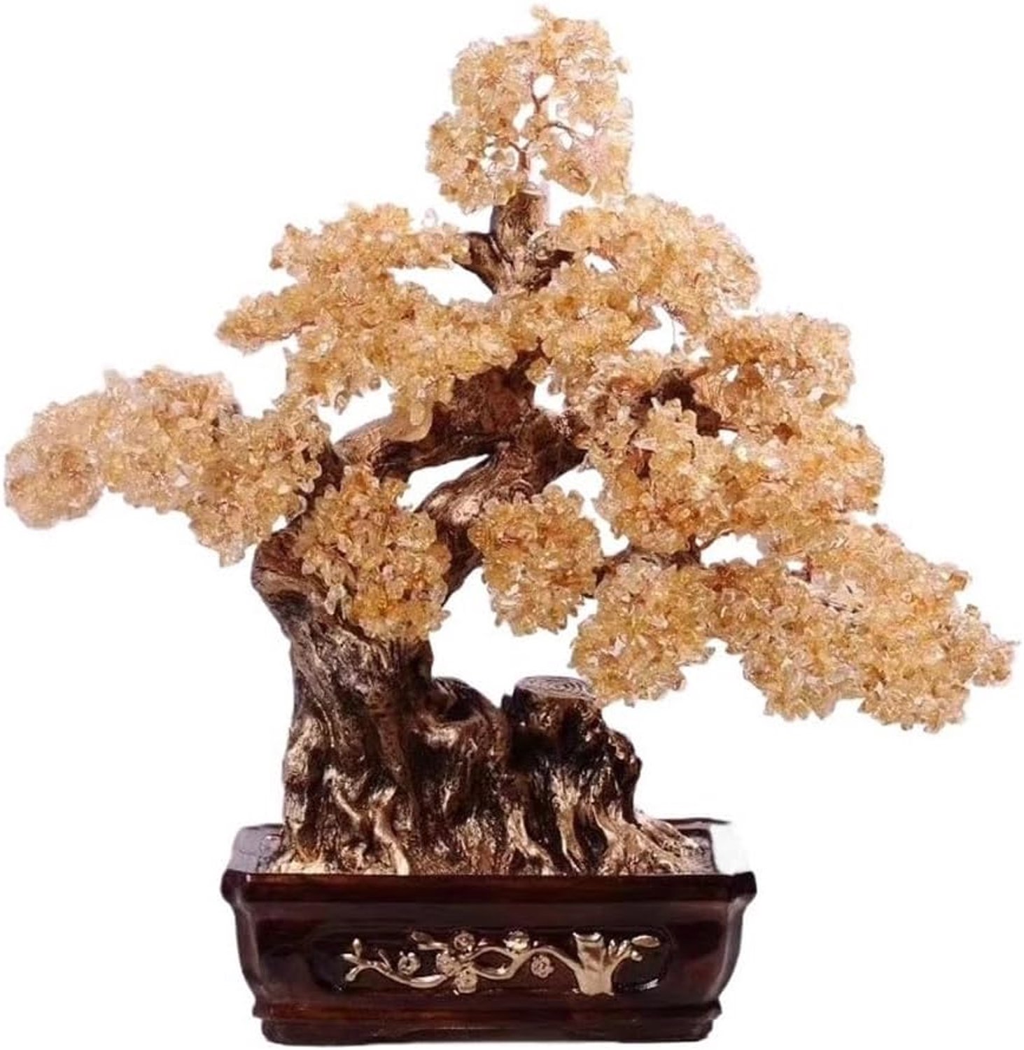 Geldboom Kristallen Edelsteen Bonsaiboom, Feng Shui Rijkdom, Fortuin En Geluksdecoraties Feng Shui Edelsteenboom,Beige