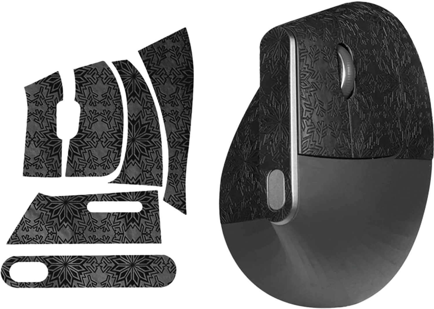 1 set muis anti-slip grip tape voor Logitech MX Vertical, zweetbestendig, eenvoudig te gebruiken, zelfklevend ontwerp, professionele muizen upgrade kit, zwart sneeuwvlokkenpatroon