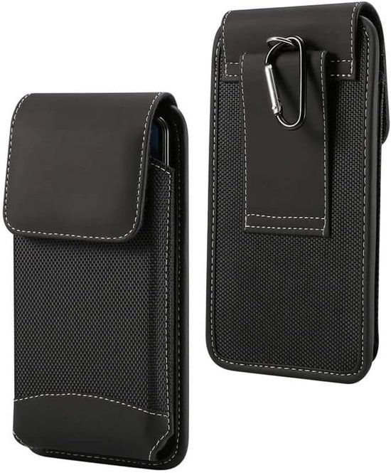 Cover Verticaal Leer en Nylon voor Gionee P50 Pro (2022) - Zwart — afbeelding 4