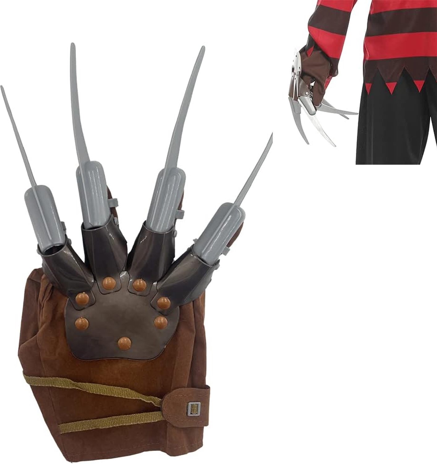 Kostuum voor volwassenen en kinderen, handschoen klauw Krueger voor Halloween-kostuum, eenheidsmaat, Bruin, Eén maat