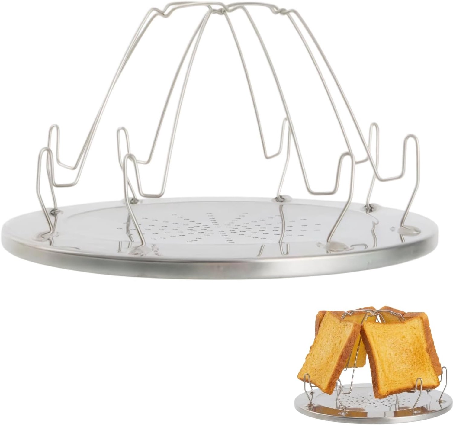 Campingbroodrooster voor fornuis, 4 sneden, roestvrij staal, campingbroodrooster, opvouwbare broodrooster voor gezinnen, broodrooster, mini, voor gasfornuis, outdoor, picknick, reizen, campers