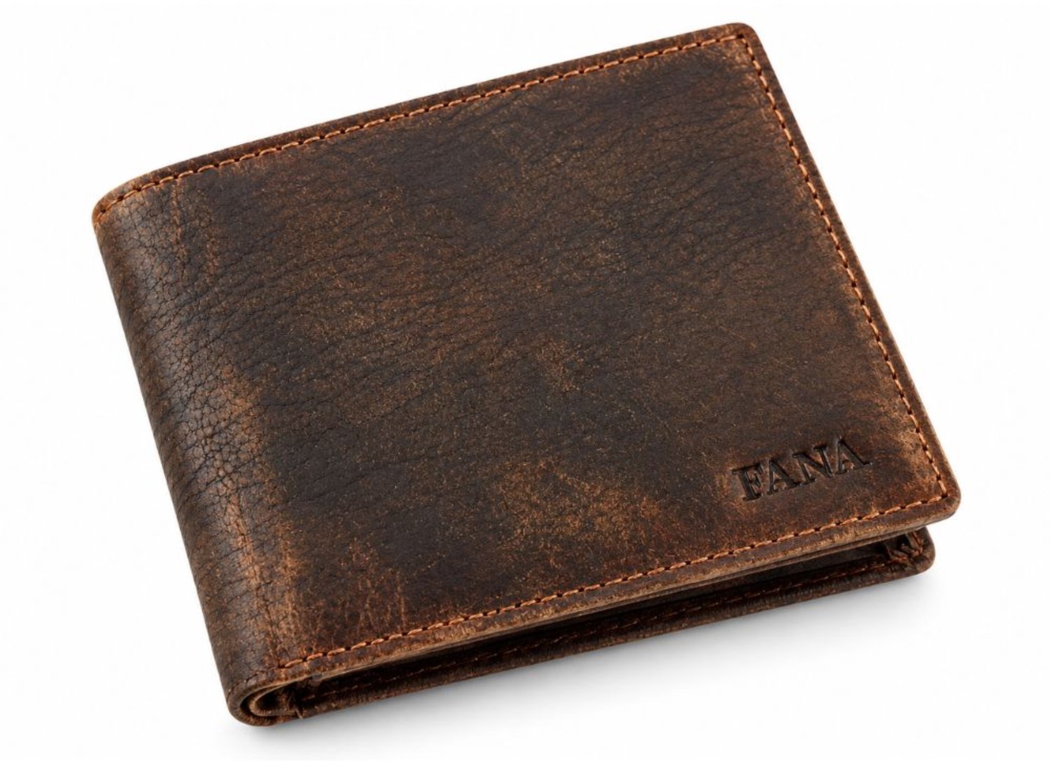 Fana Bags® Leren Heren Portemonnee Bruin – RFID – 12 Pasjes – Platte & Compacte Portefeuille – Zonder Muntgeldvak