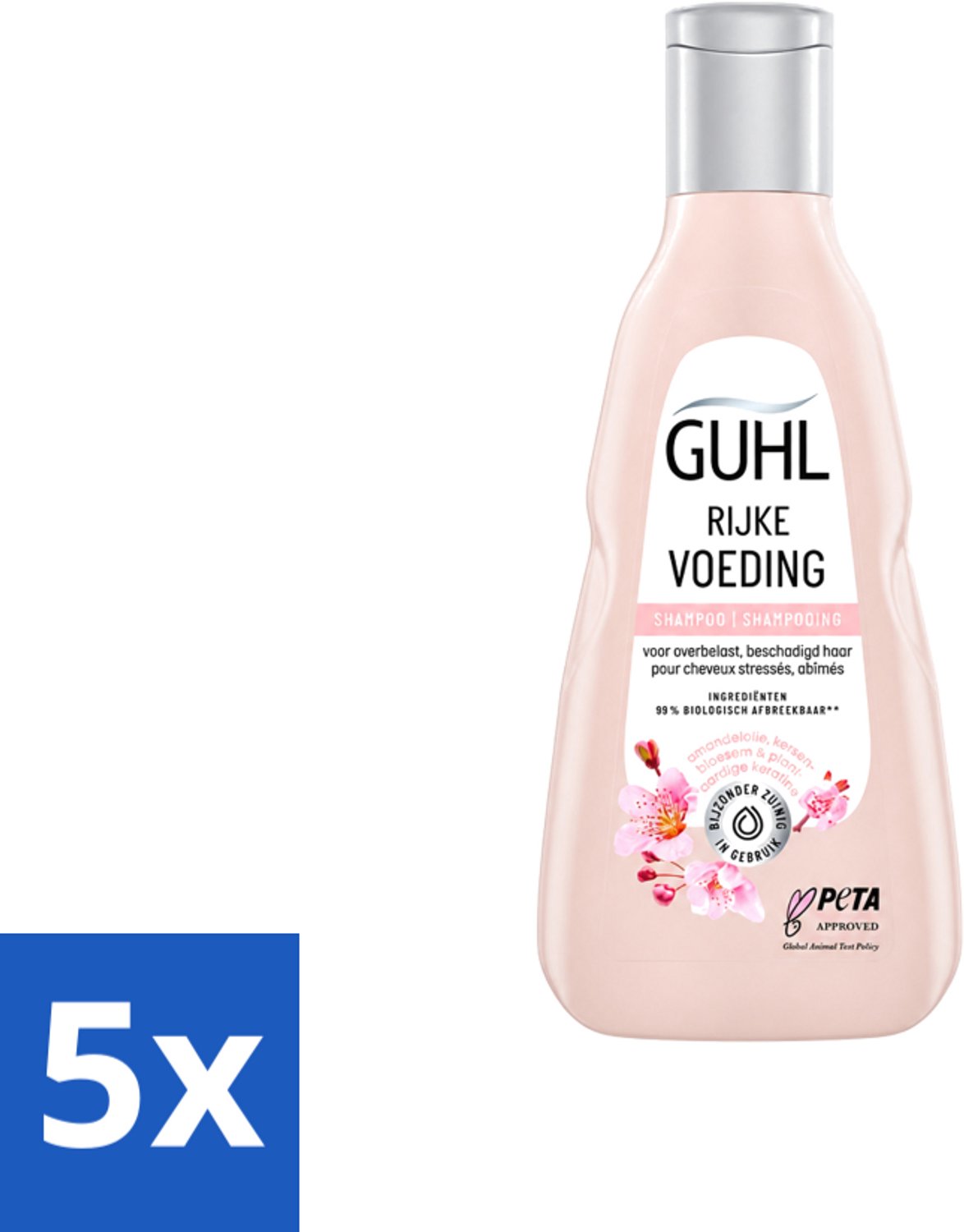 5 x Guhl - Shampoo - Rijke Voeding - 250 ml - Voordeelverpakking - 5 stuks