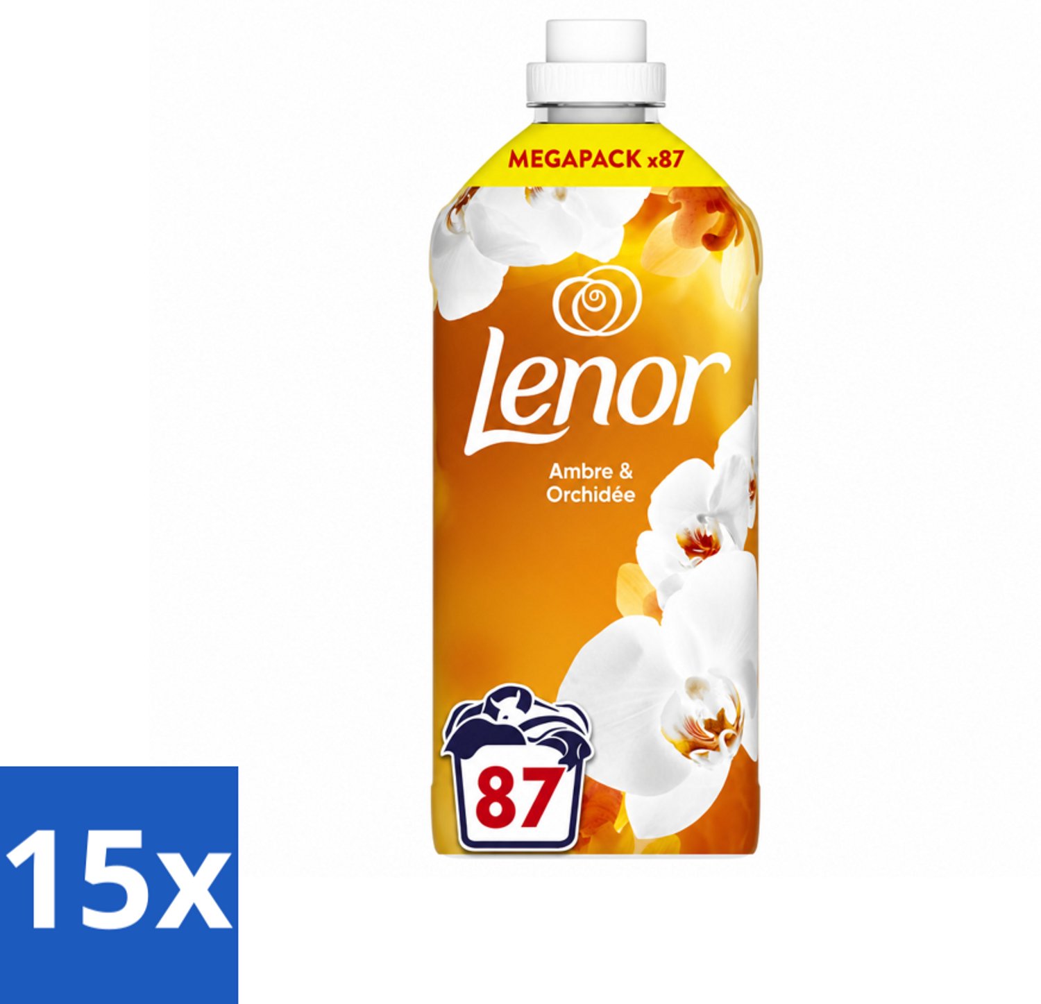 15 x Lenor - Wasverzachter - Amber & Orchidee - Fris & Zacht - 87 Wasbeurten - Voordeelverpakking - 15 stuks