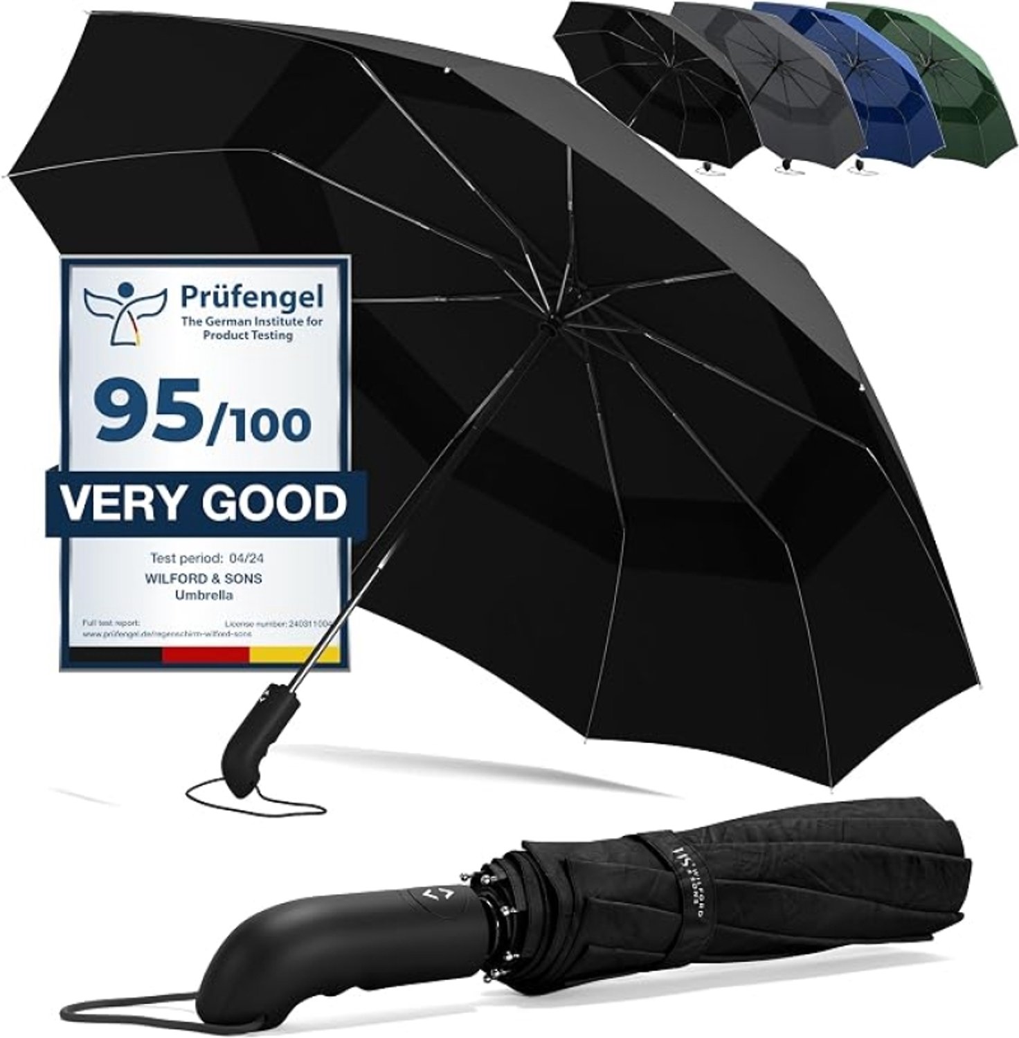 Nazik Living Stormparaplu Opvouwbaar – Automatisch Openen & Sluiten, Teflon Wind- en Waterdicht, Met Beschermhoes en Polsstrap – Zwart – Voor Heren en Dames