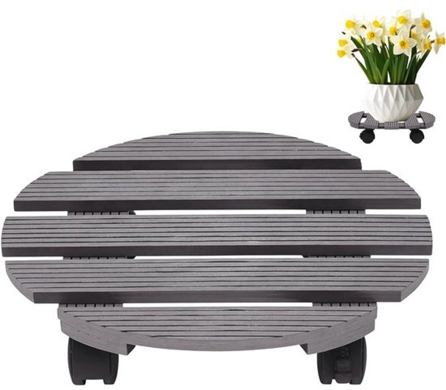 Plantenroller met wielen - Plantenstandaard op wielen - Planten verplaatsen - Waterdichte composietbodem - 35 x 35 x 10 cm