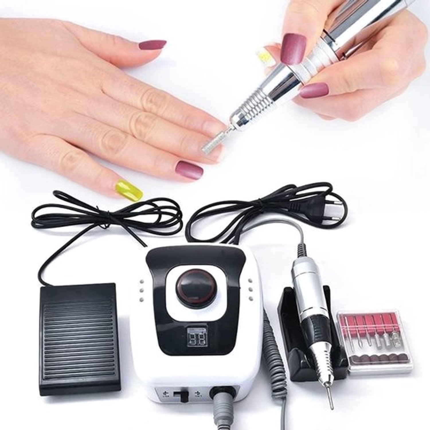 Elektrische Nagelfrees - Nagelvijlset voor pedicure - Nagels modelleren - Instelbare snelheid 35000 RPM - 32 W - Zwart