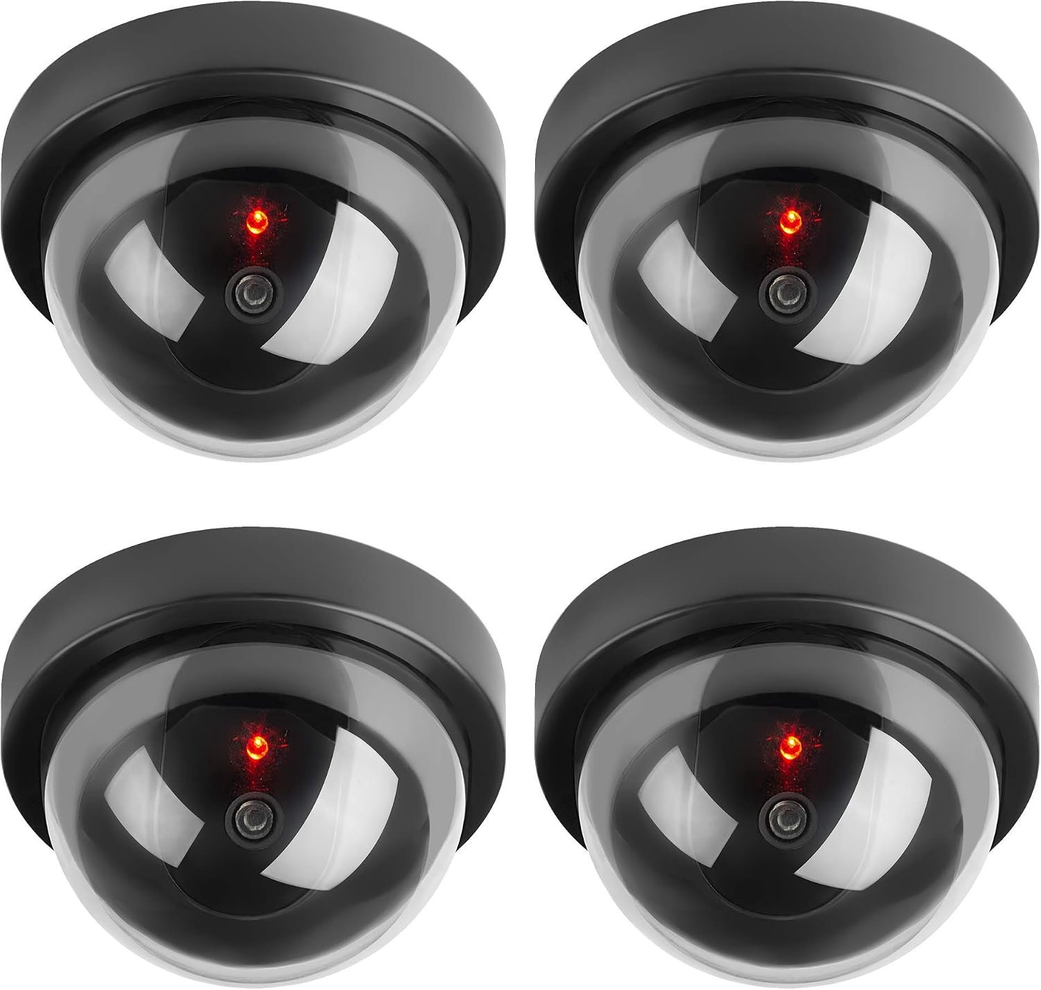 Bewakingscamera's voor buiten/binnen, zonne-energie, diefstalbeveiliging, met rode led, CCTV, imitatie 4 stuks