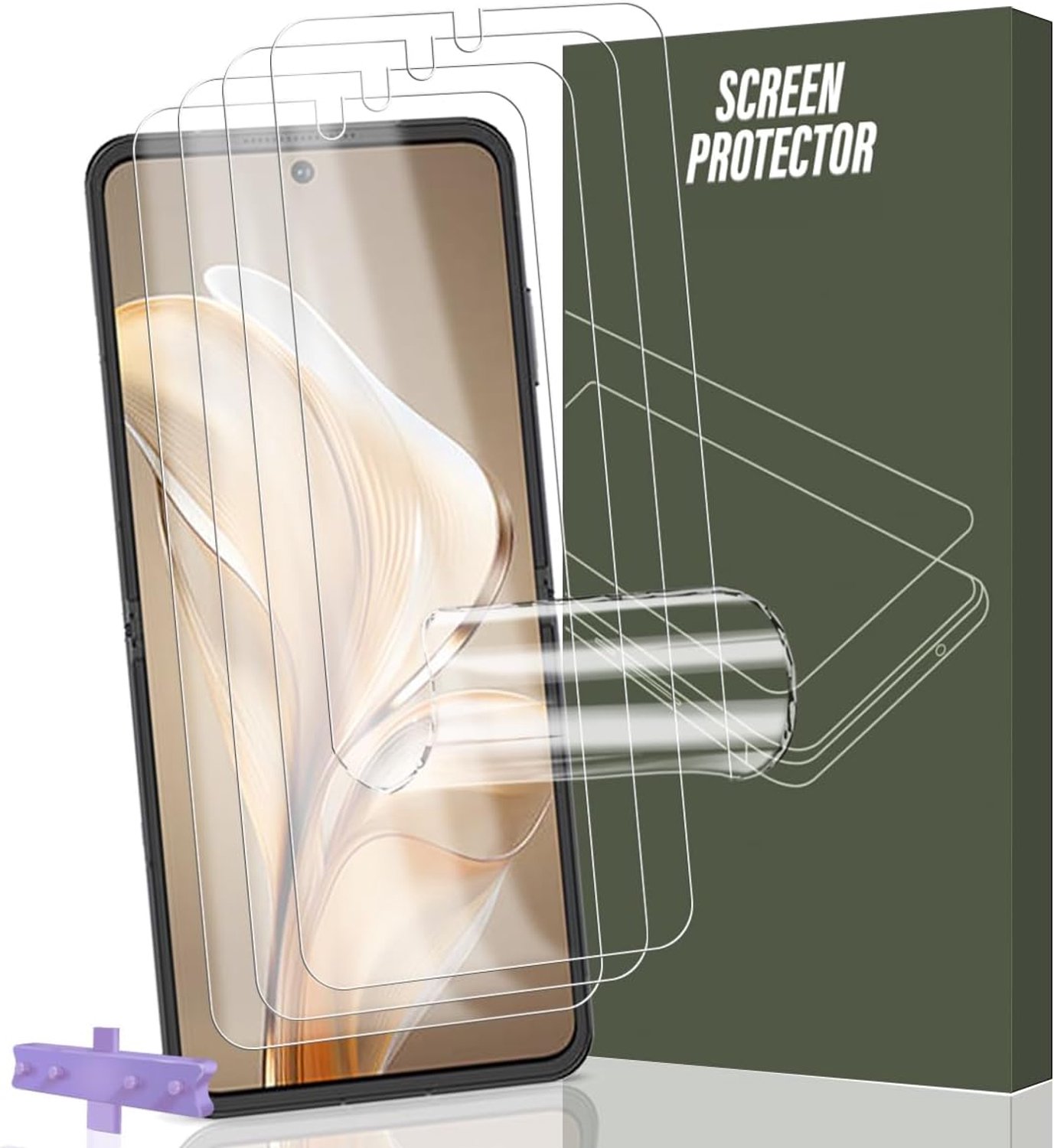 4 stuks displaybeschermfolie voor Nubia Flip 5G, displaybeschermfolie van transparante TPU HD, 3D-volledige afdekking, eenvoudige installatie