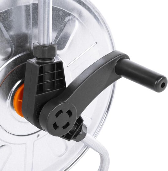 Wandmontage van verzinkt staal voor 50 m 1/2 inch tuinslang, draaibare slanghouder voor ruimtebesparende irrigatie — afbeelding 5