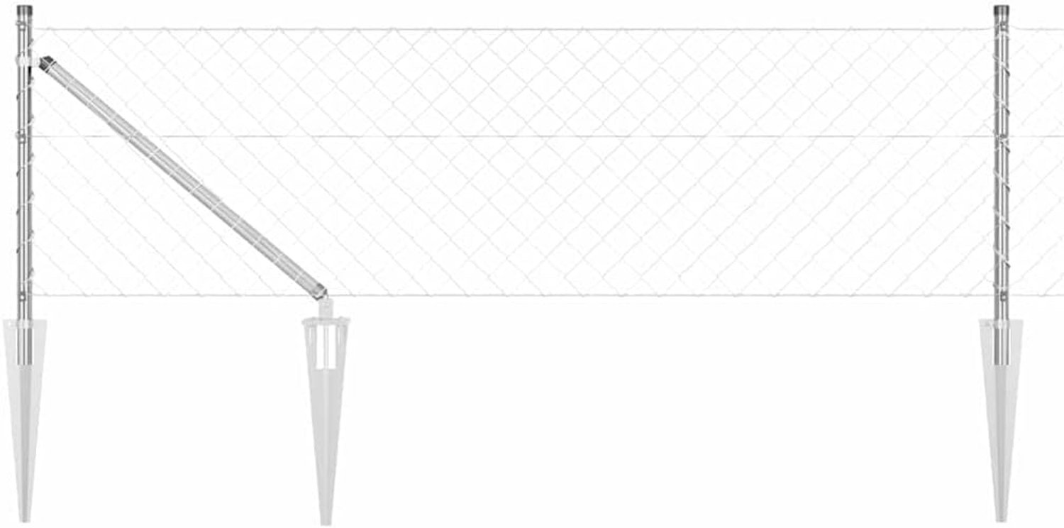 Palen zilver 25 x 0,4 m (60 x 60 mm mazen) stalen set voor tuin