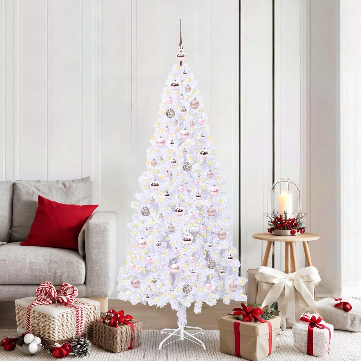 Kunstkerstboom, 180 cm, witte dennenboom van pvc