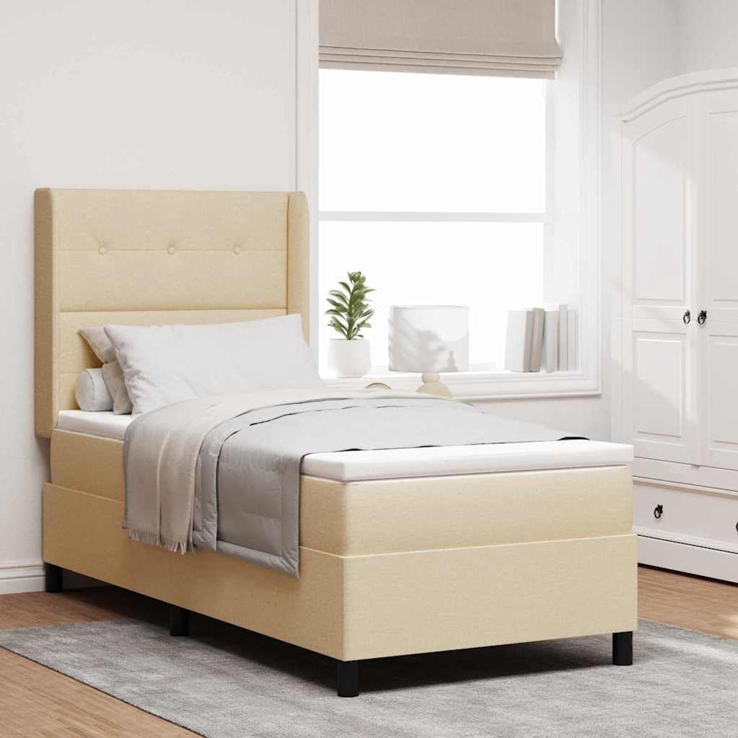 Boxspringbed met verstelbaar hoofdeinde Crème 80 x 200 cm