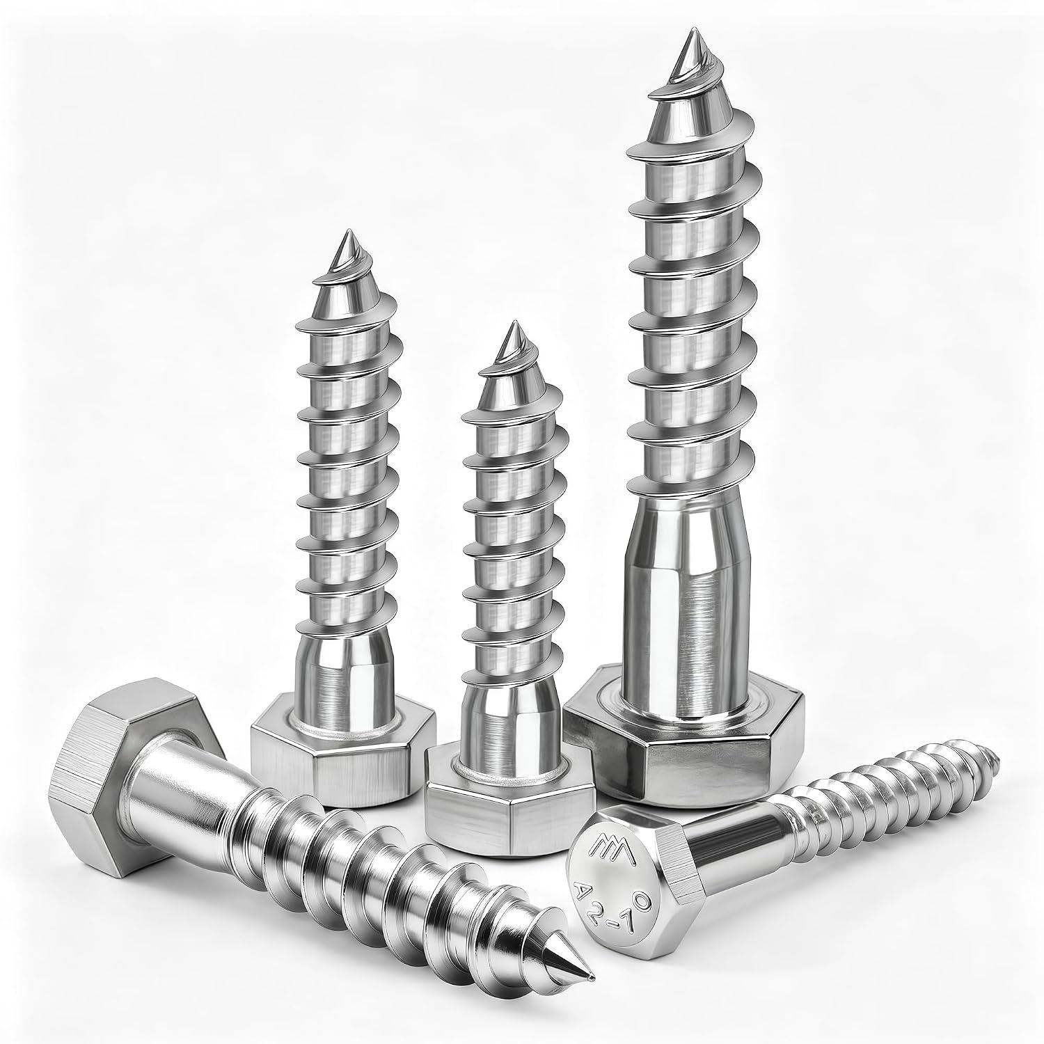 Houtschroeven met zeskantige kop, M5 x 60 mm, A2-70, 5 stuks